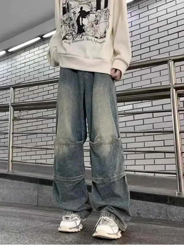 Japanese Brand × Jean Vintage washed distressed wide-leg casual jeans Size US 32 / EU 48 - 1 Thumbnail