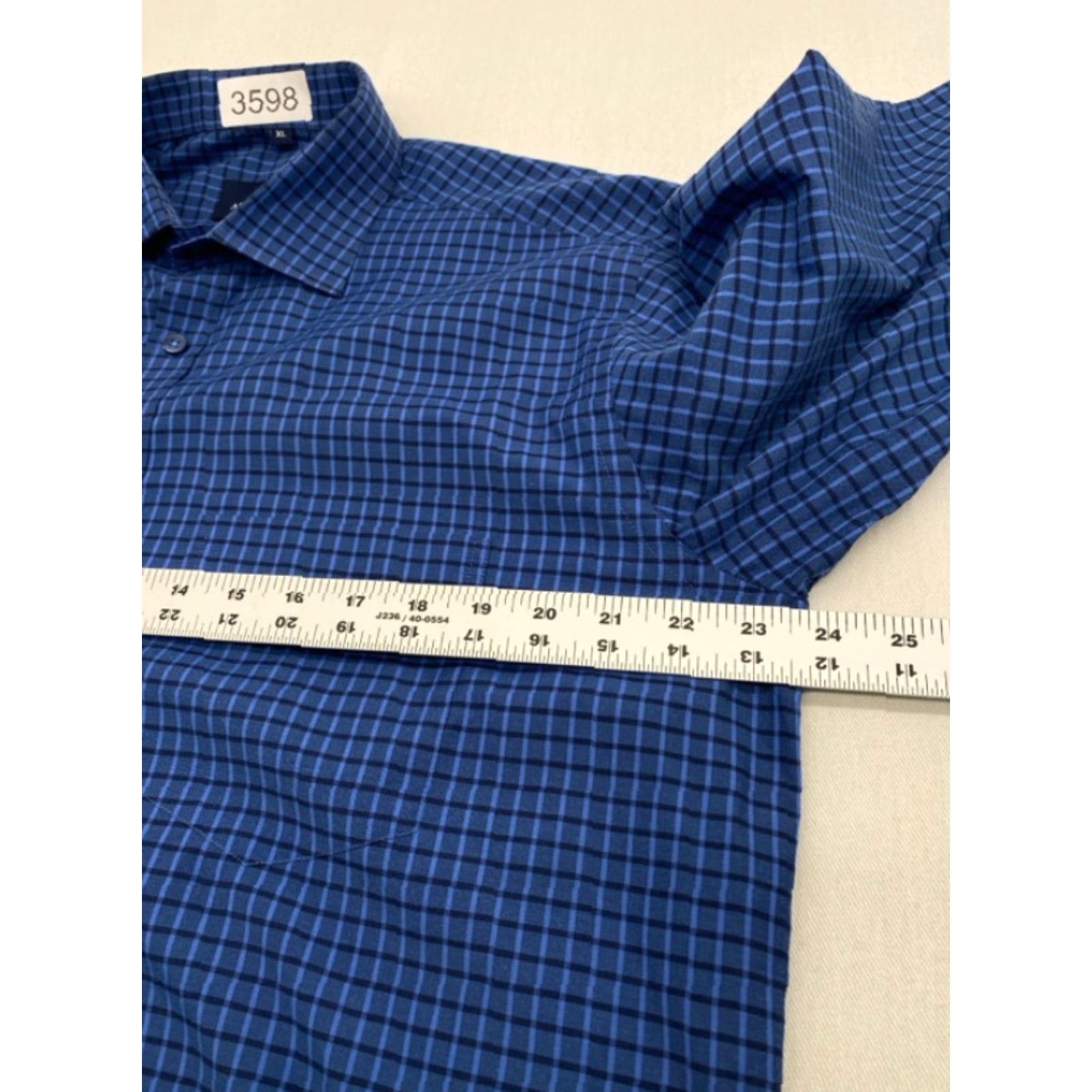 Vintage Azzurro Blue Check Shirt Long Sleeve XL Mens 100% Cotton Dress Shirt Button Up Collar Spread Vintage No Size US XL / EU 56 / 4 - 7 Thumbnail