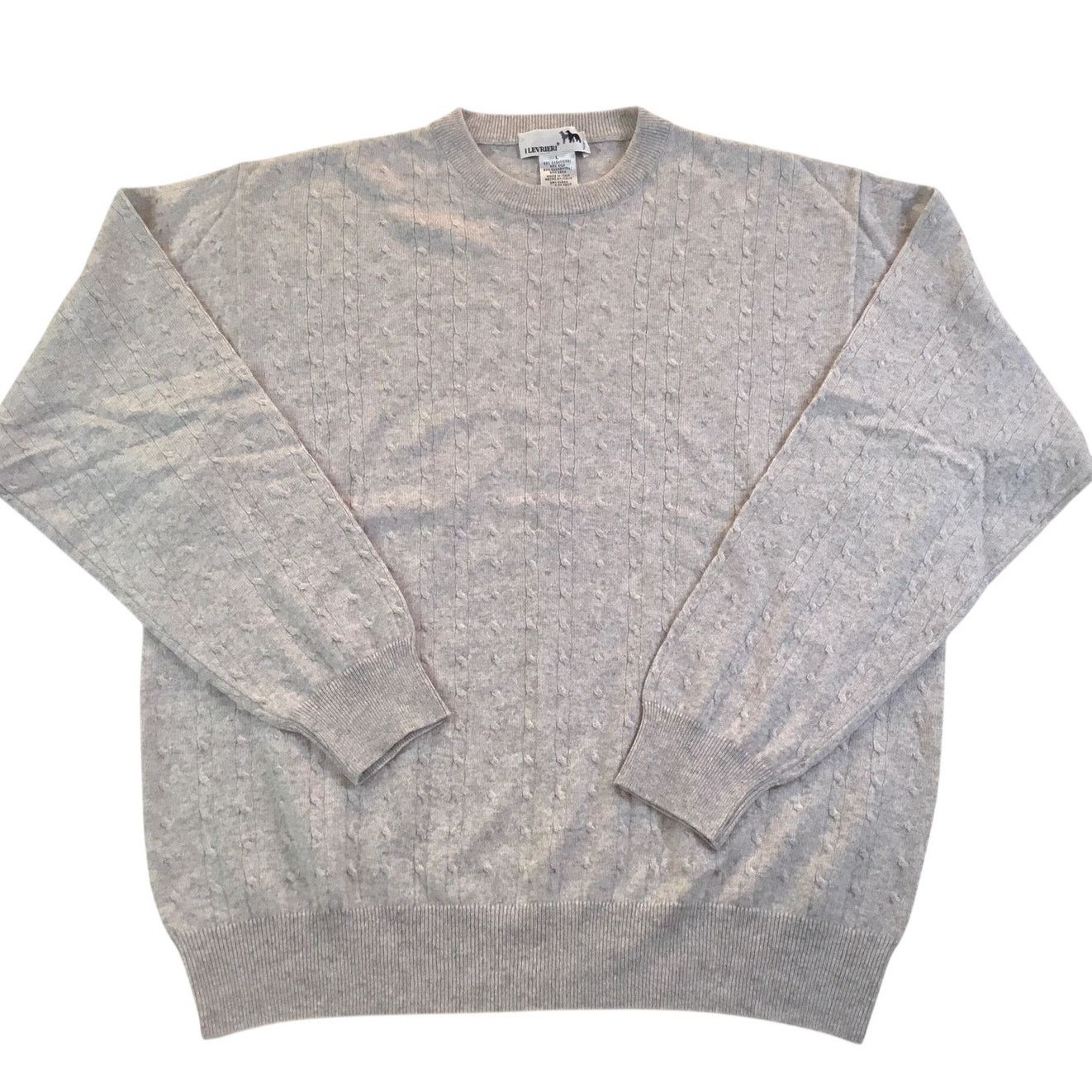 Other I Levrieri Gray Sweater Cable Knit Cashmere Silk Italy Large Size US L / EU 52-54 / 3 - 1 Thumbnail
