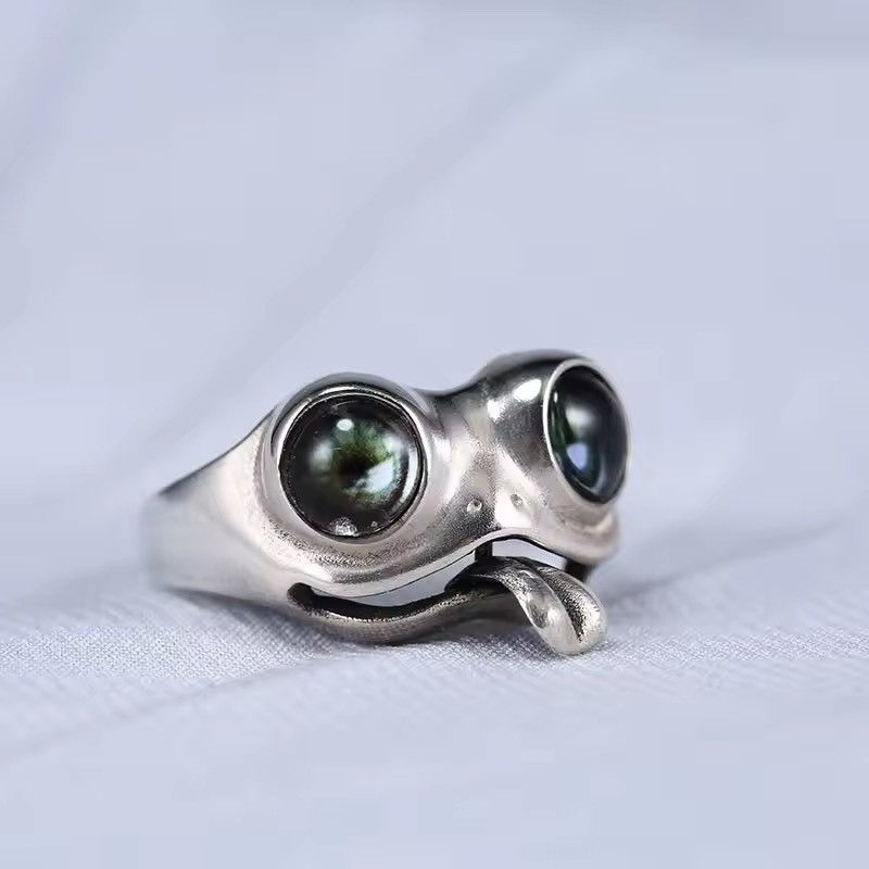 Japanese Brand × Vintage Punk Green Eyes Frog Adjustable Ring Size ONE SIZE - 1 Thumbnail
