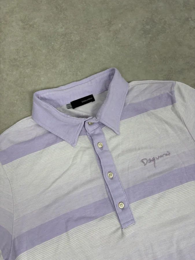 Dsquared2 2000s Dsquared2 Lavender Striped Embroidered Polo Size US S / EU 44-46 / 1 - 5 Thumbnail