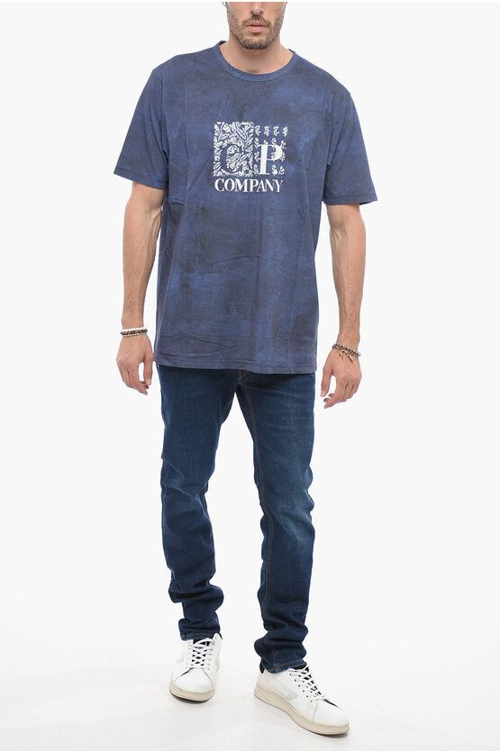 C.P. Company o1y1224 Logo Crewneck T-Shirt in Navy Blue Size US M / EU 48-50 / 2 - 4 Thumbnail