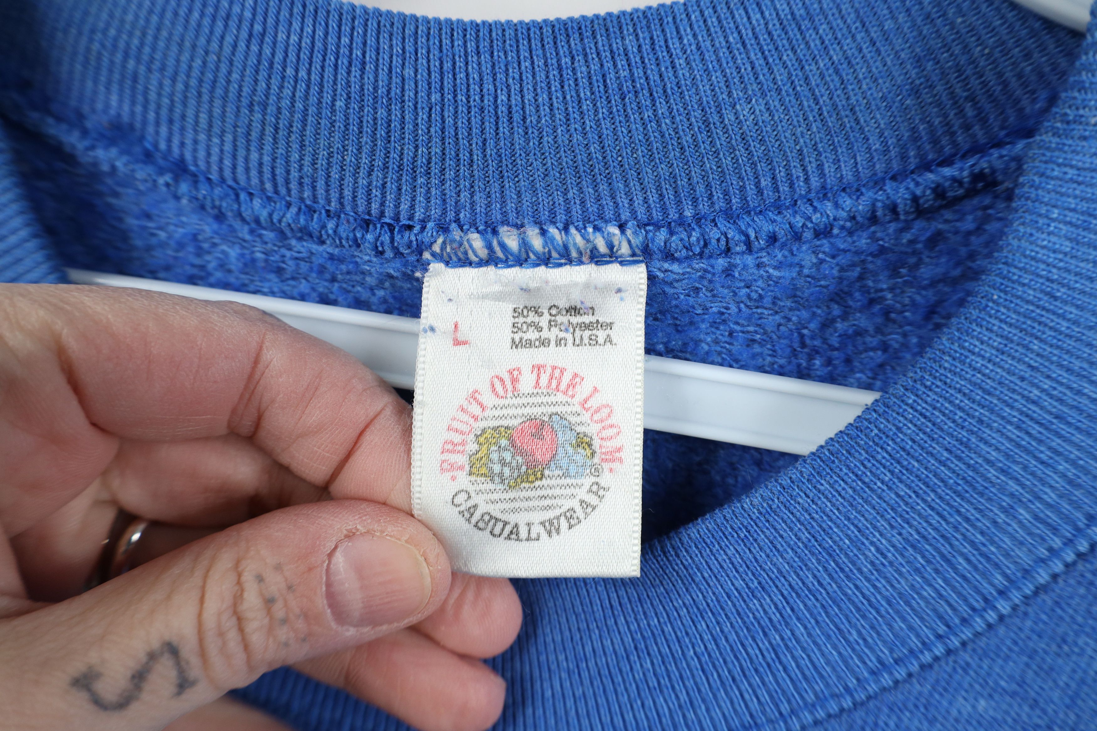 Vintage Vintage 90s Streetwear Blank Crewneck Sweatshirt Blue USA Size L / US 10 / IT 46 - 4 Thumbnail