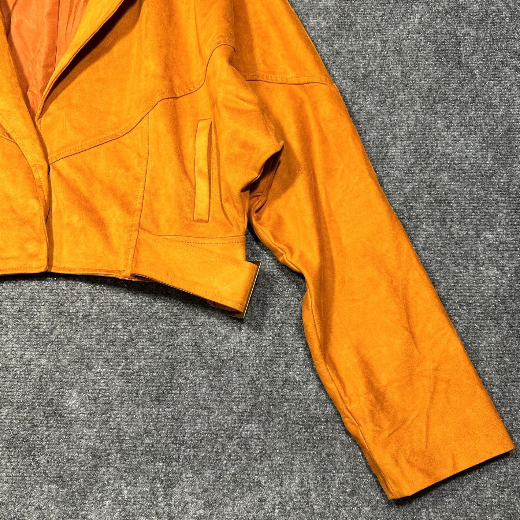 Vintage Tularosa Jacket Womens S Rust Orange Crop Faux Suede Snaps Belted Pockets Size S / US 4 / IT 40 - 3 Thumbnail