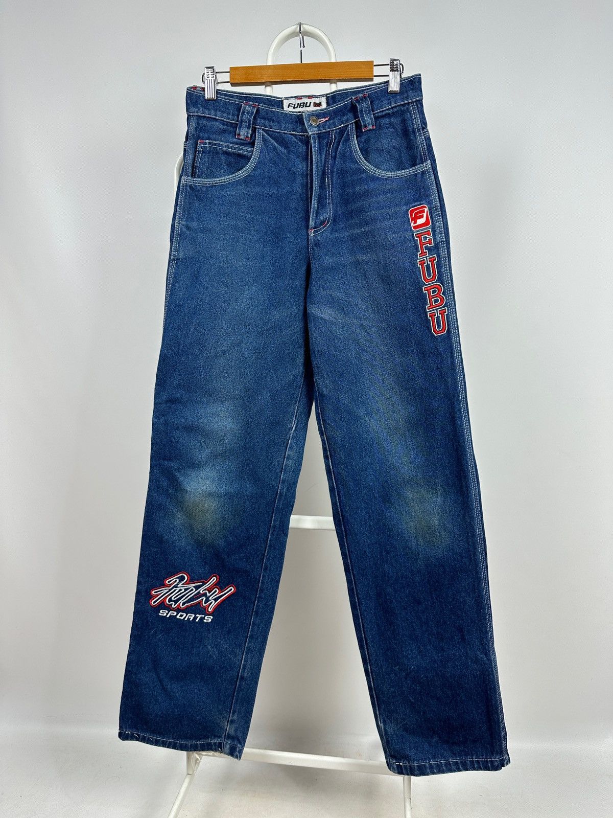 Fubu Vintage Fubu Sports Cargo Baggy Denim Pants Rap Style Size US 28 / EU 44 - 1 Thumbnail