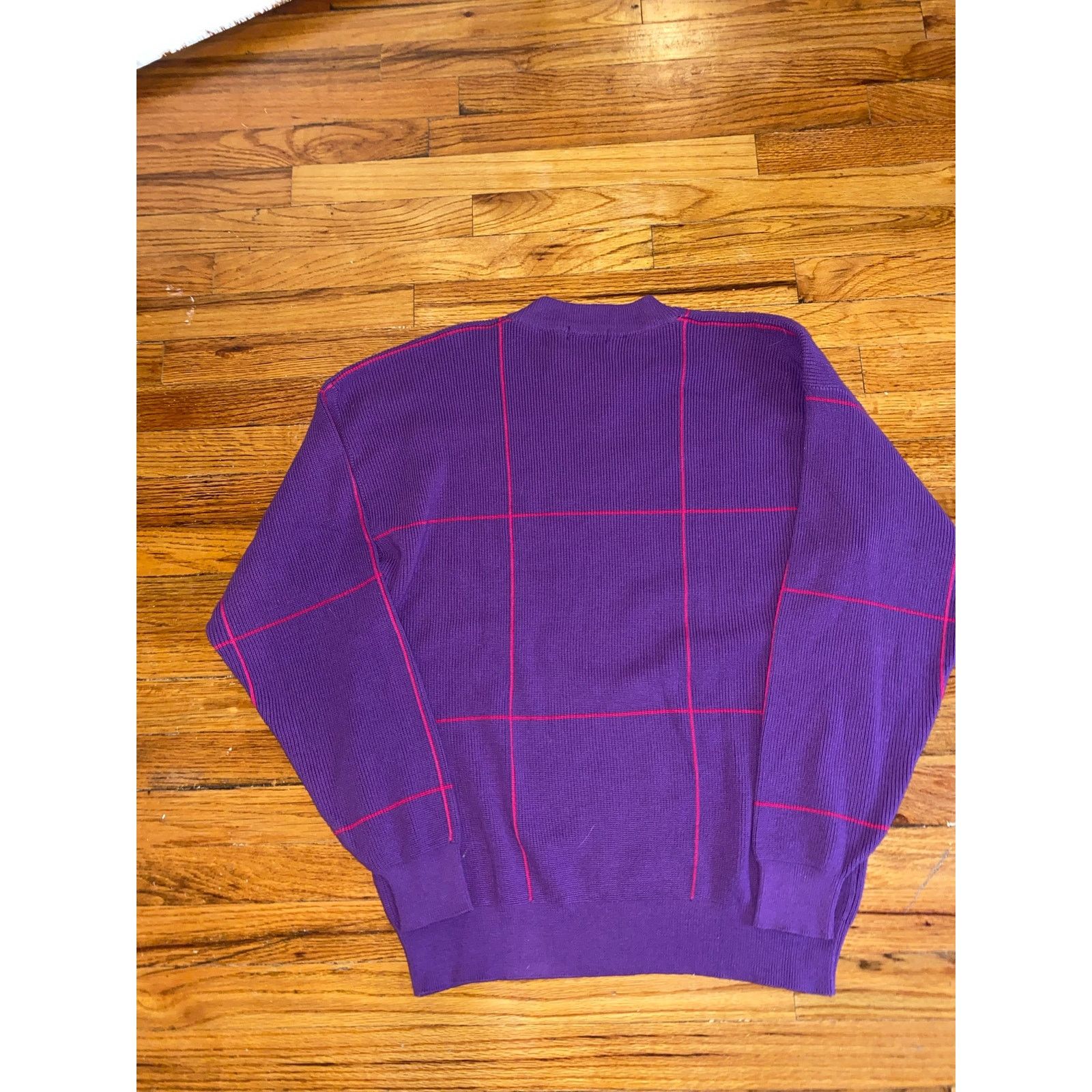 Nautica × Vintage Rare vtg Nautica windowpane sweater size L purple/pink NWT Size US L / EU 52-54 / 3 - 3 Thumbnail