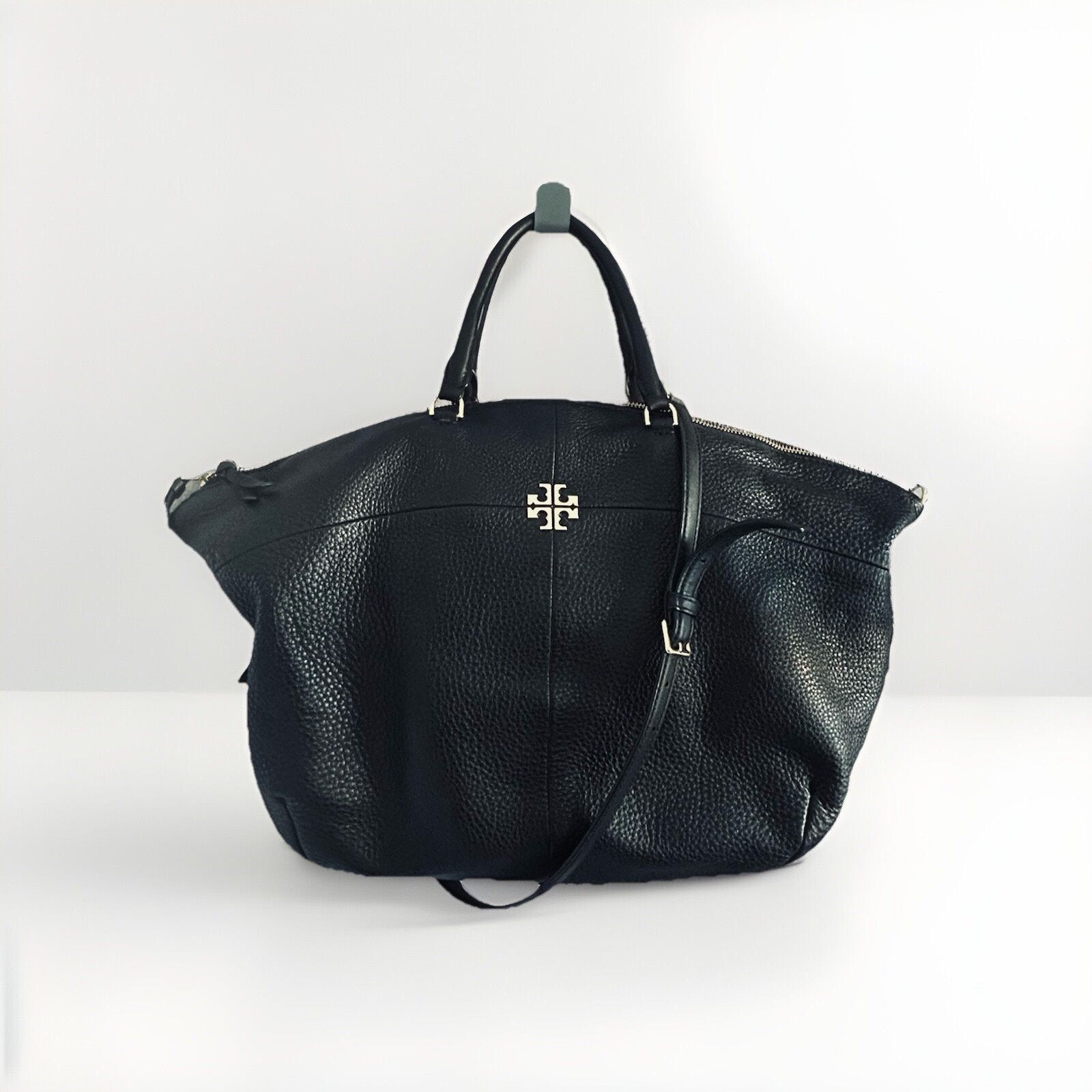Tory Burch Tory Burch Ivy Slouchy Leather Satchel Large Black Handbag Size ONE SIZE - 1 Thumbnail