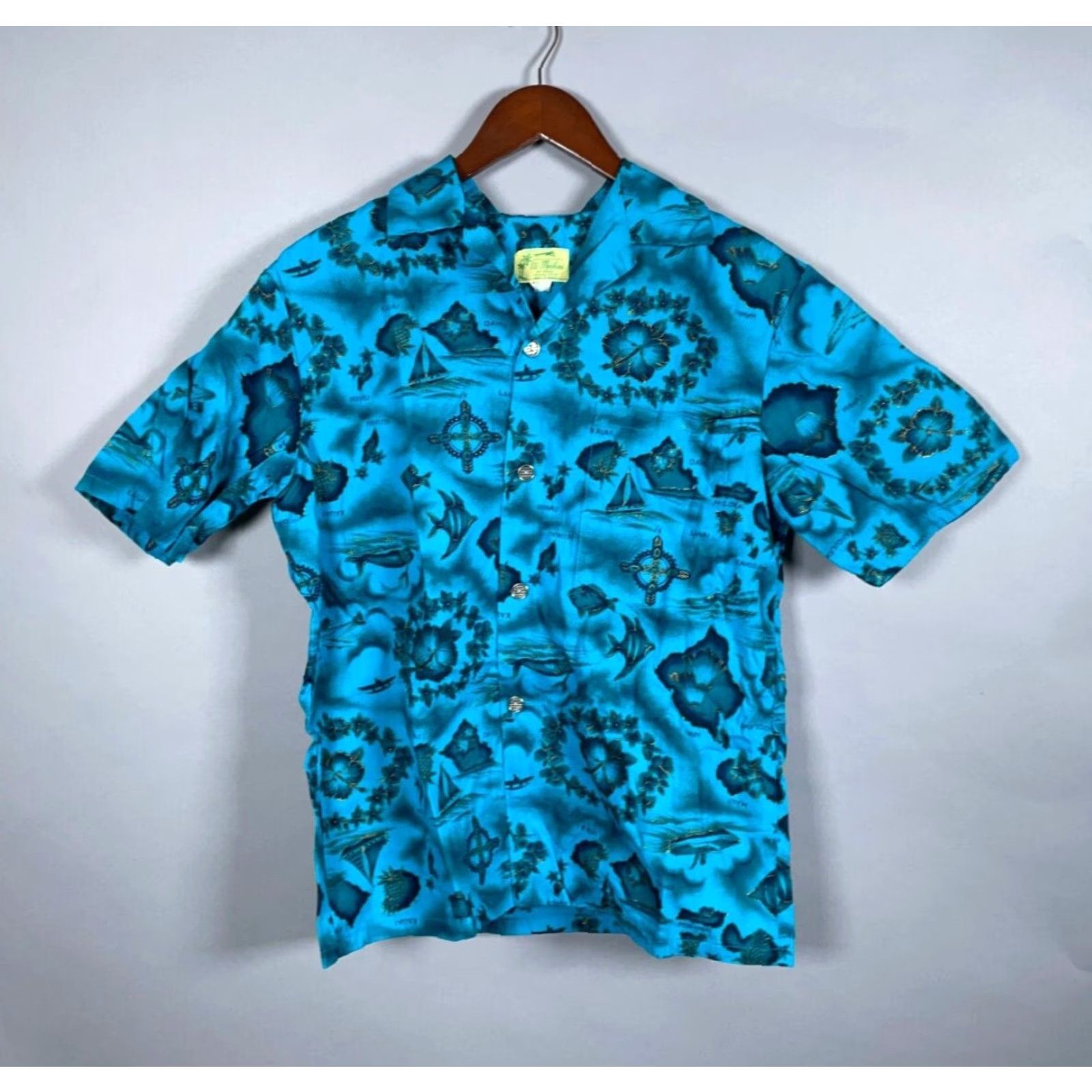 Vintage VINTAGE 60s Ui-Maikai Hawaiian Camp Shirt Men Medium Aloha Map Floral Cotton Spring Summer Size US M / EU 48-50 / 2 - 2 Thumbnail