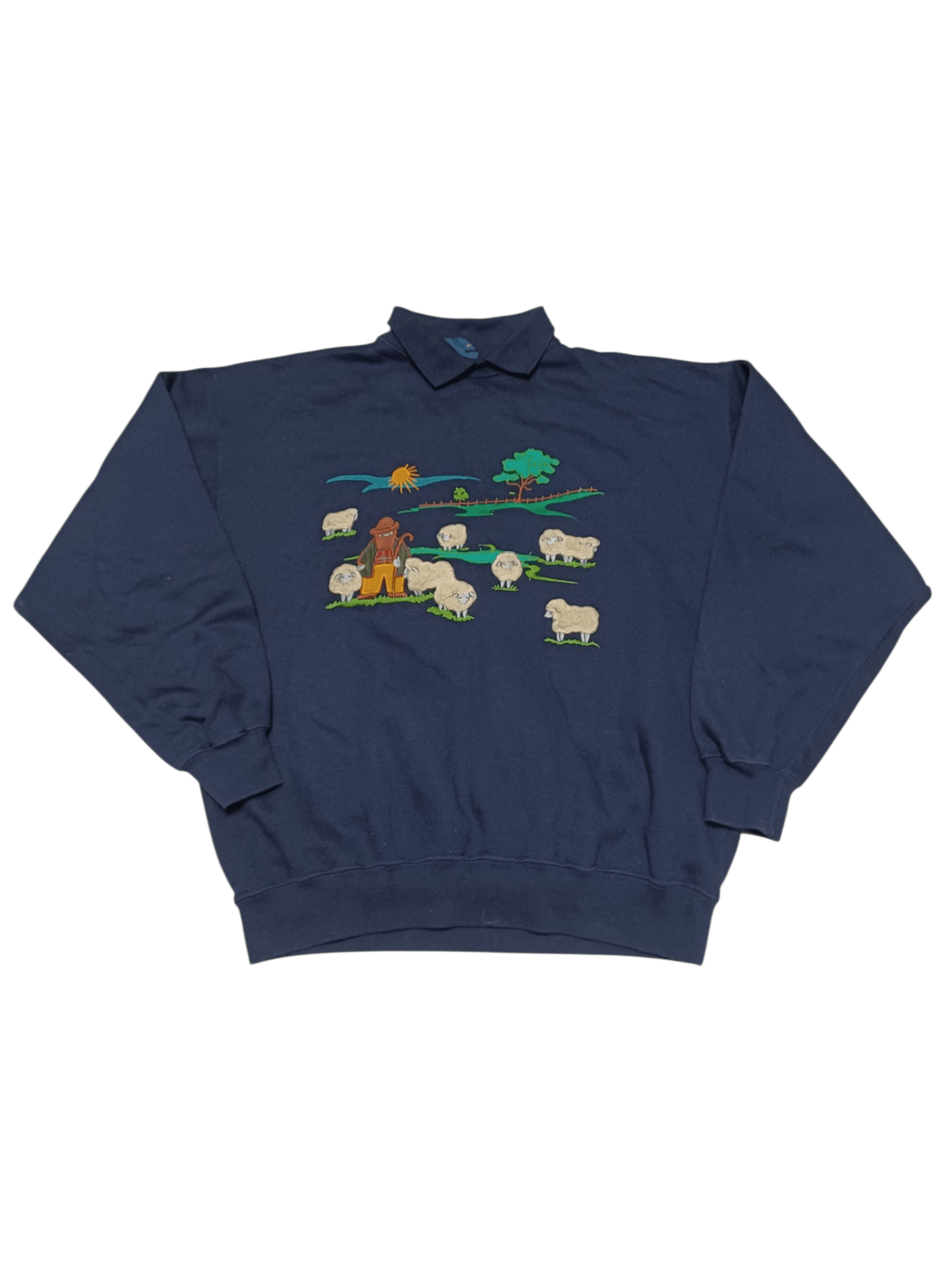 Vintage TULCHAN VINTAGE 90S Y2K ANIMAL SHIPS CRAZY SWEATSHIRT Size US L / EU 52-54 / 3 - 1 Thumbnail