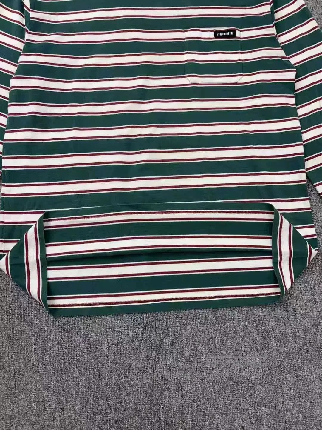 Miu Miu miumiu green and white striped long sleeve top. Size S / US 4 / IT 40 - 2 Thumbnail