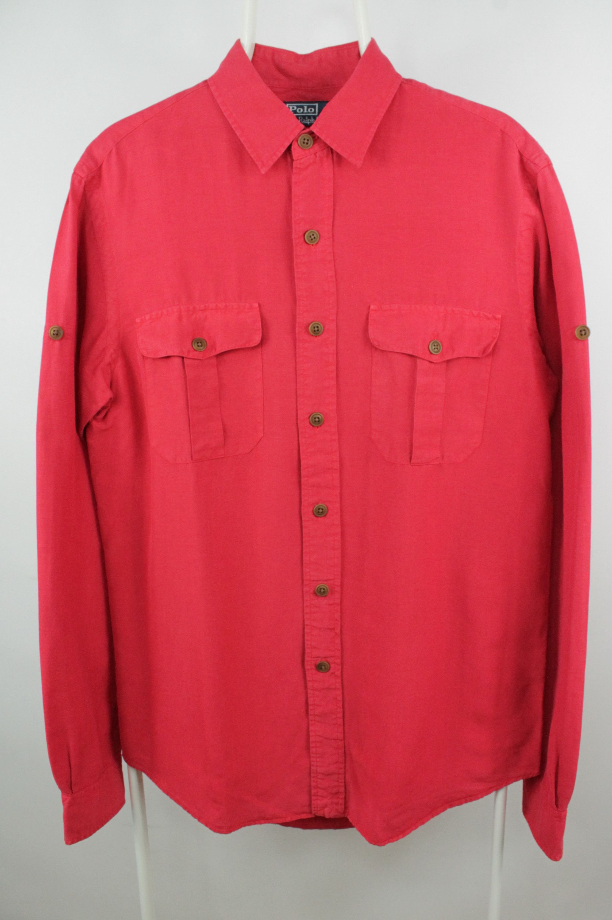 Polo Ralph Lauren Vintage Polo Ralph Lauren Red Linen Silk Casual Men's Shirt Size US M / EU 48-50 / 2 - 1 Thumbnail