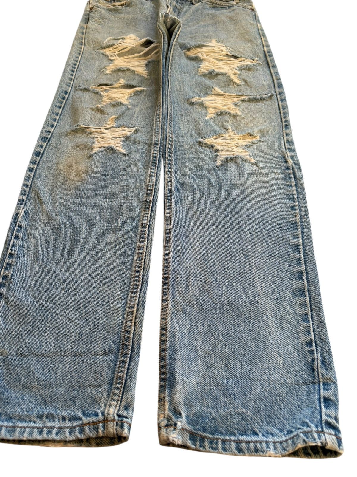 Levi's Vintage 90s Levis 505 Mud Wash Ripped Star Shape Jeans Size US 33 - 7 Thumbnail