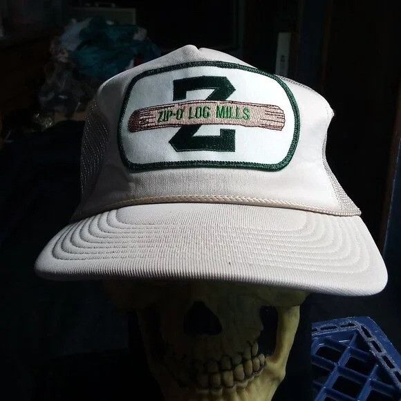 Hanes Deadstock Vintage Zip-Log Mills Patch Snap Trucker Hat Size ONE SIZE - 1 Thumbnail