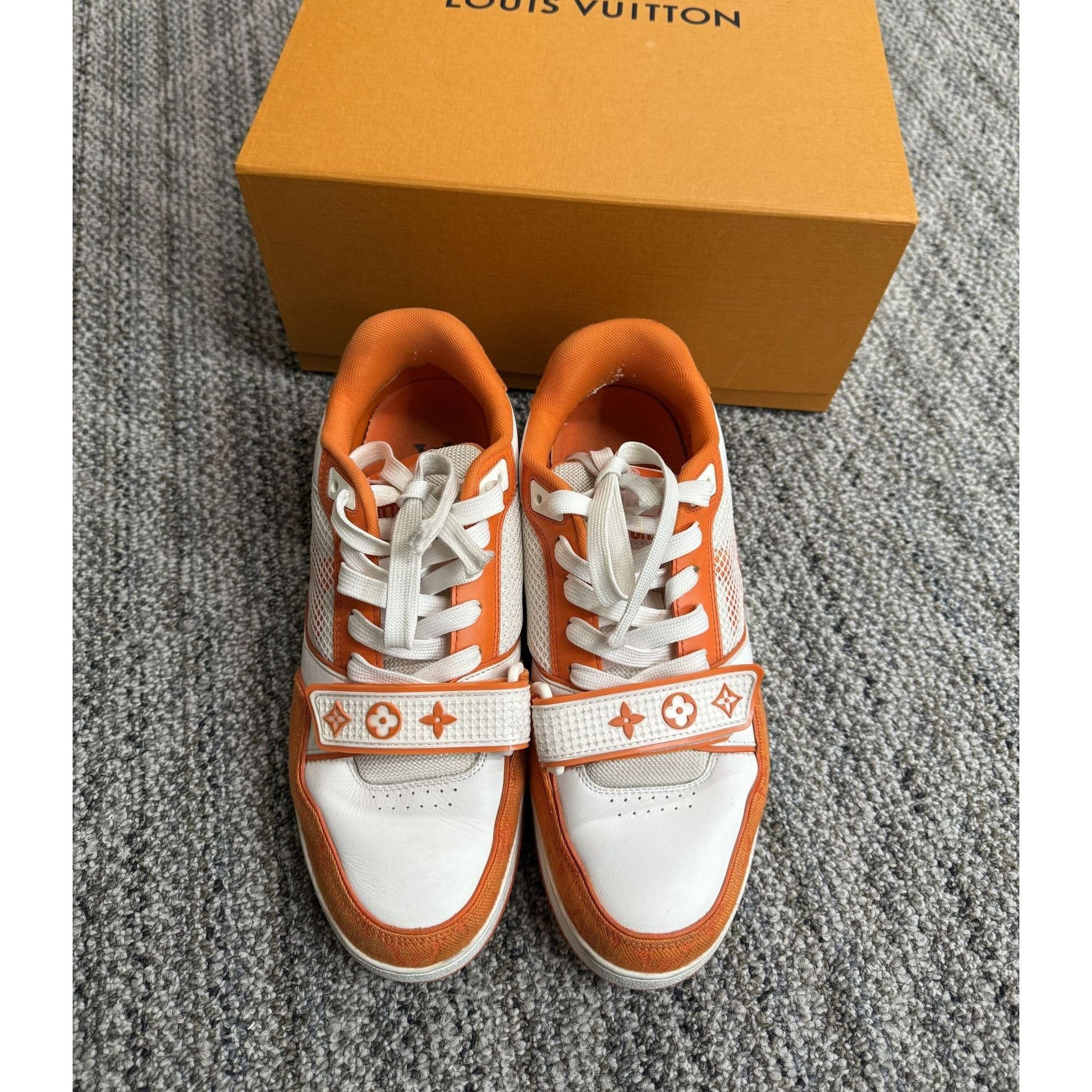 Louis Vuitton Orange & White Sneakers Size 5.5 With Box
