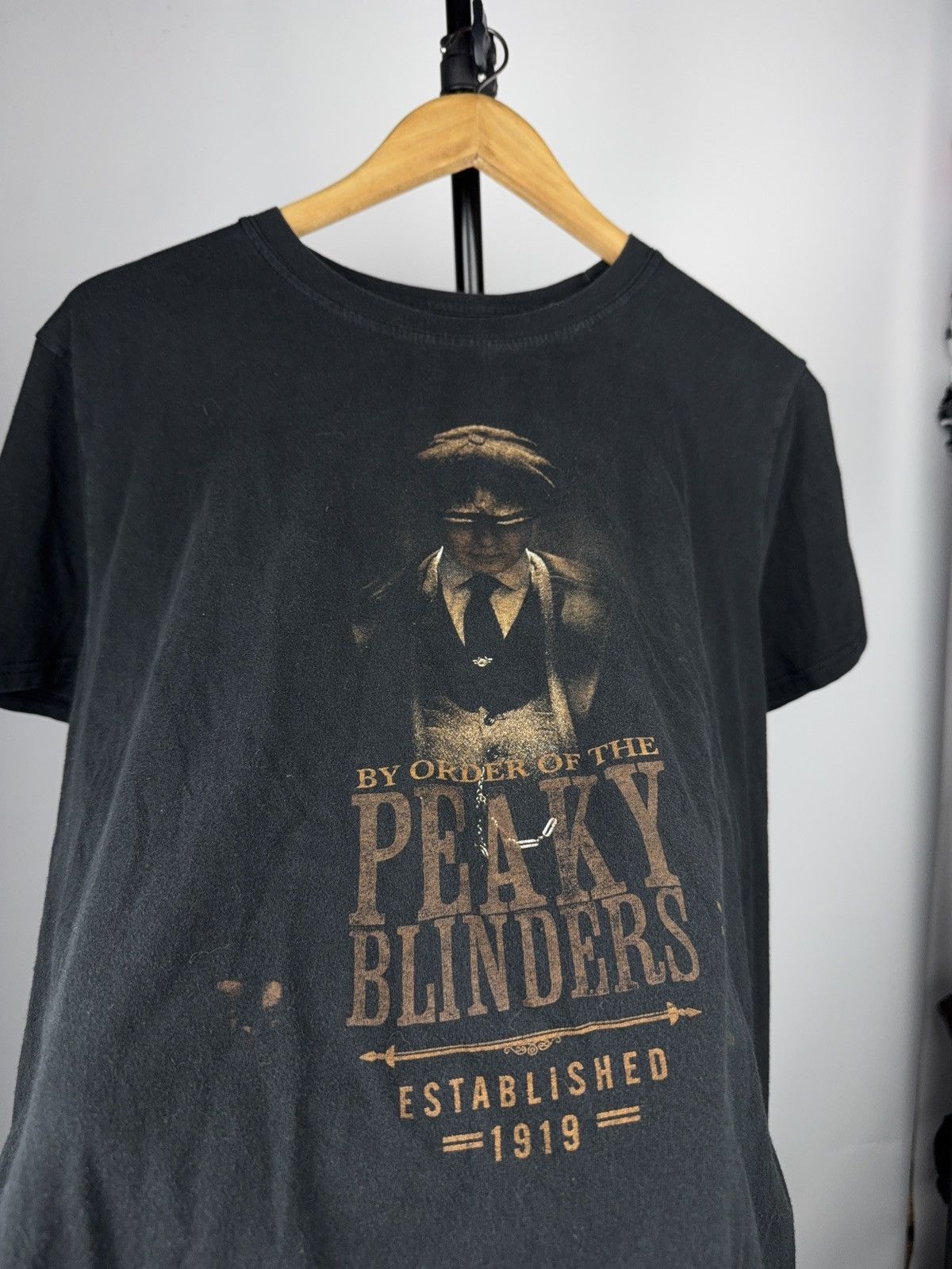 Vintage 00s Peaky Blinders Thomas Shelby Graphic T-Shirt Faded Size US L / EU 52-54 / 3 - 4 Thumbnail