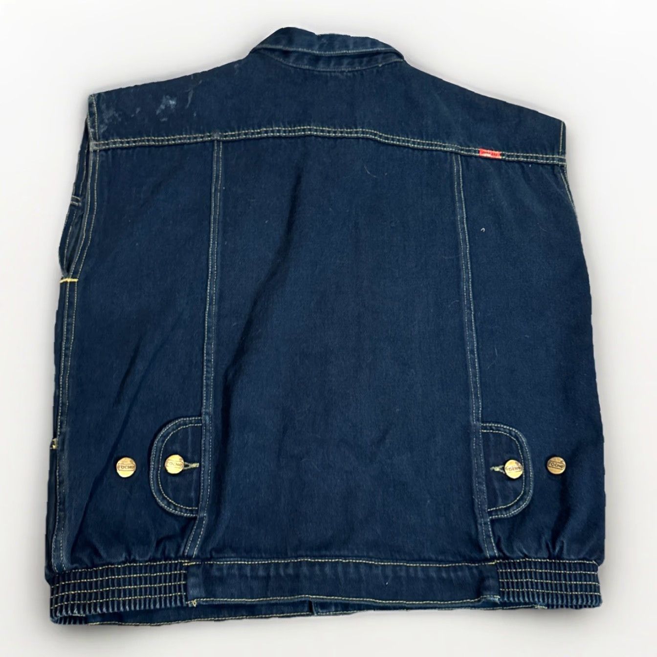 Denime VINTAGE 90s Dark Wash Denim Roche Jean Button Front Vest Large Women Size 36" / US 14 / IT 50 - 2 Thumbnail