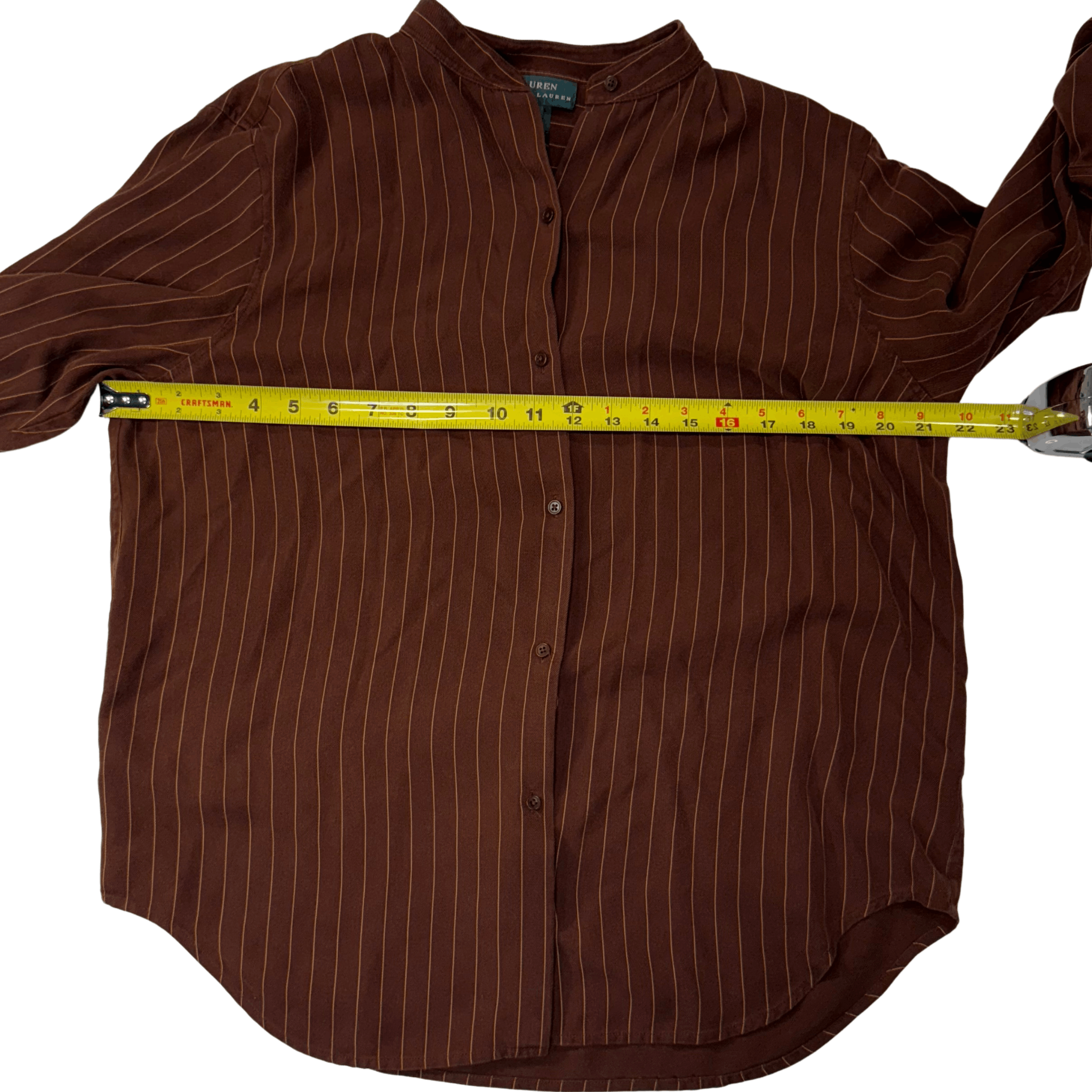 Lauren Ralph Lauren Lauren Ralph Lauren Striped Collarless Button Up Blouse Size L / US 10 / IT 46 - 6 Thumbnail