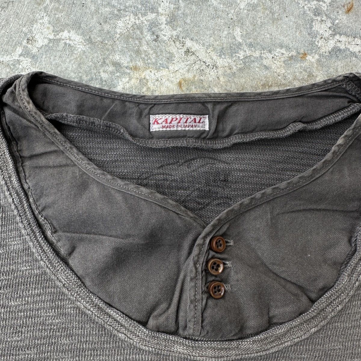 Kapital Kapital XBW layered Sumi ink loopwheel lettered Henley tee Size US M / EU 48-50 / 2 - 4 Thumbnail