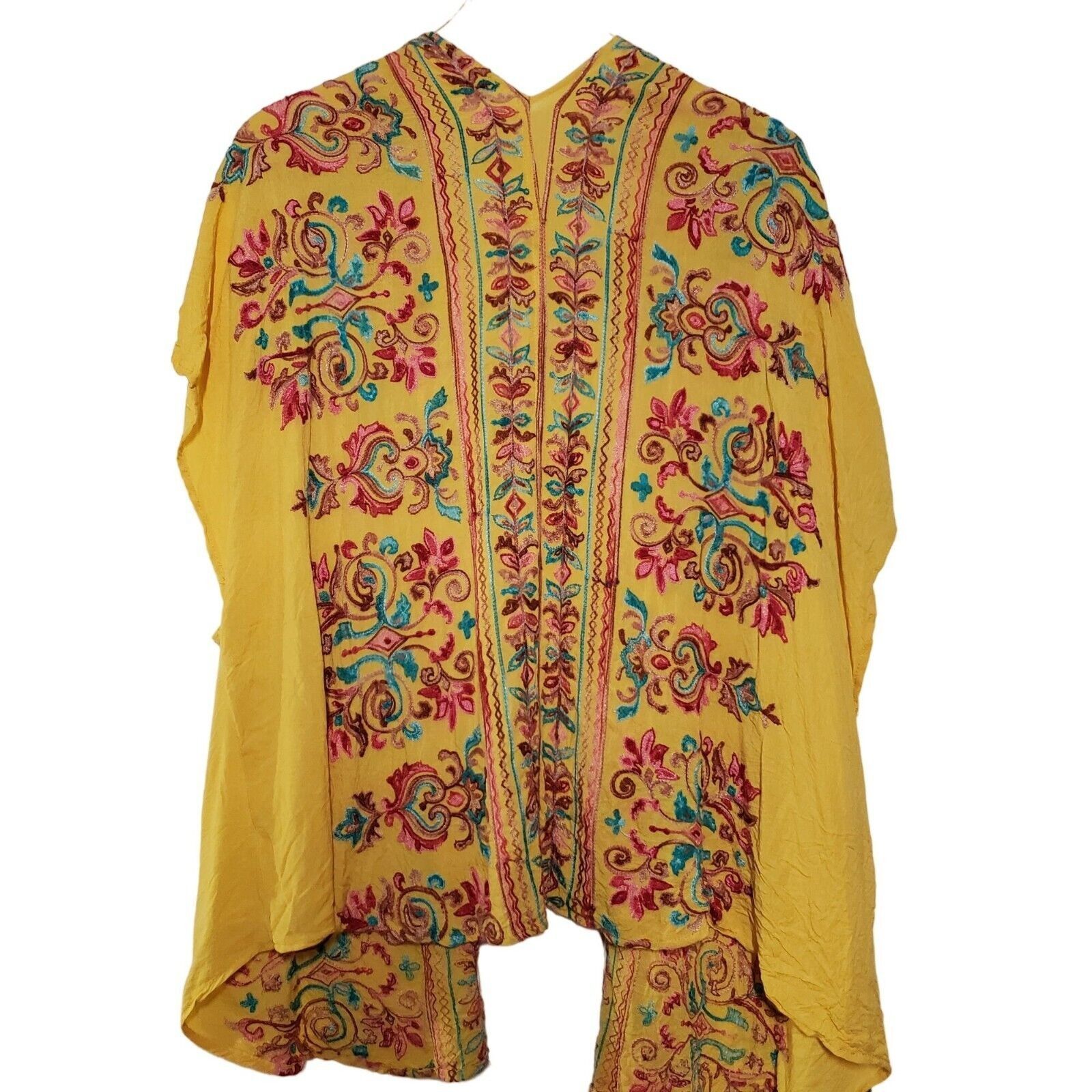 Designer Umgee Embroidered Oversized Cardigan Womens S/M Yellow Size M / US 6-8 / IT 42-44 - 7 Thumbnail