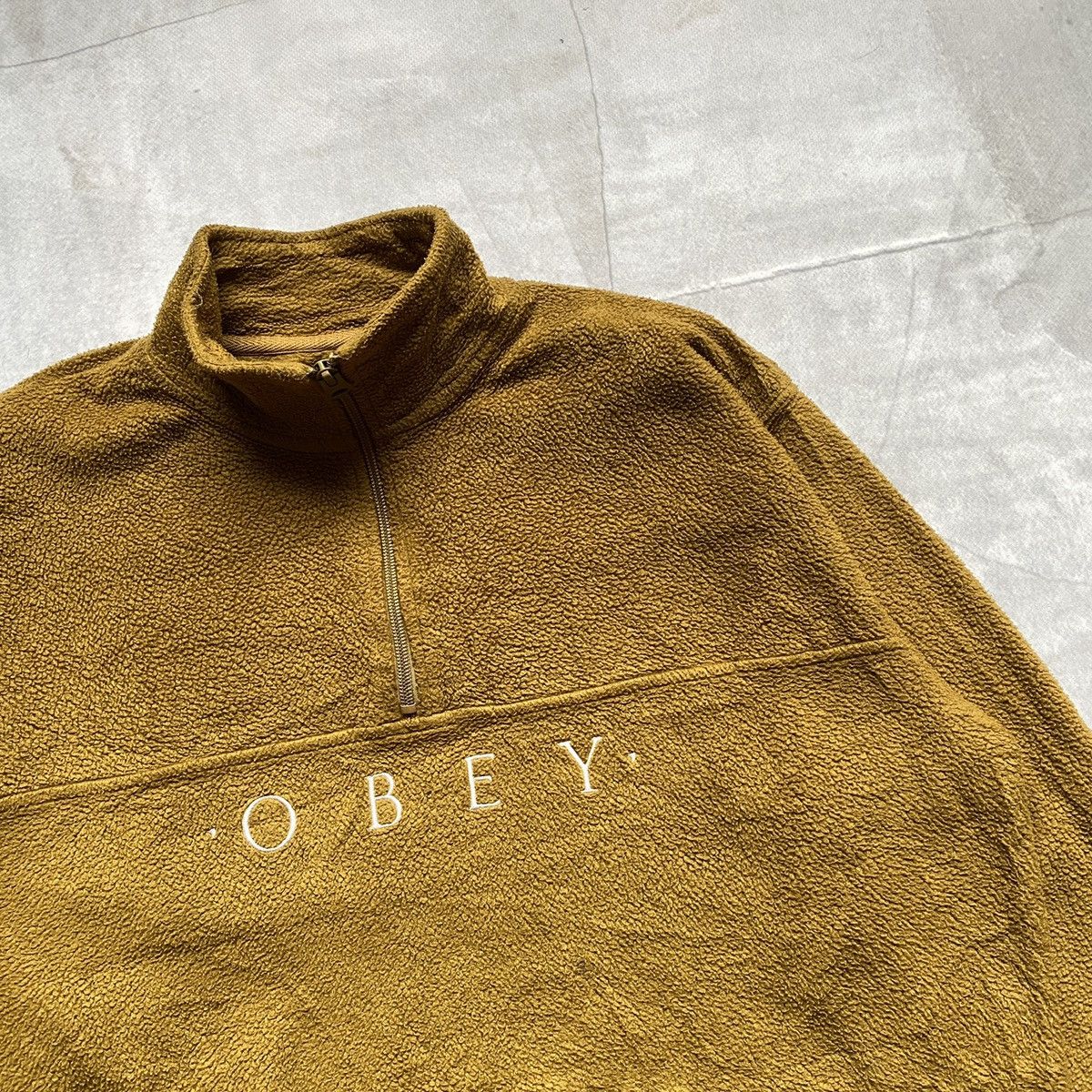 Obey × Vintage Vintage Obey Fleece Anorak Jacket Zip 1/3 Baggy Big Logo Y2K Size US L / EU 52-54 / 3 - 3 Thumbnail