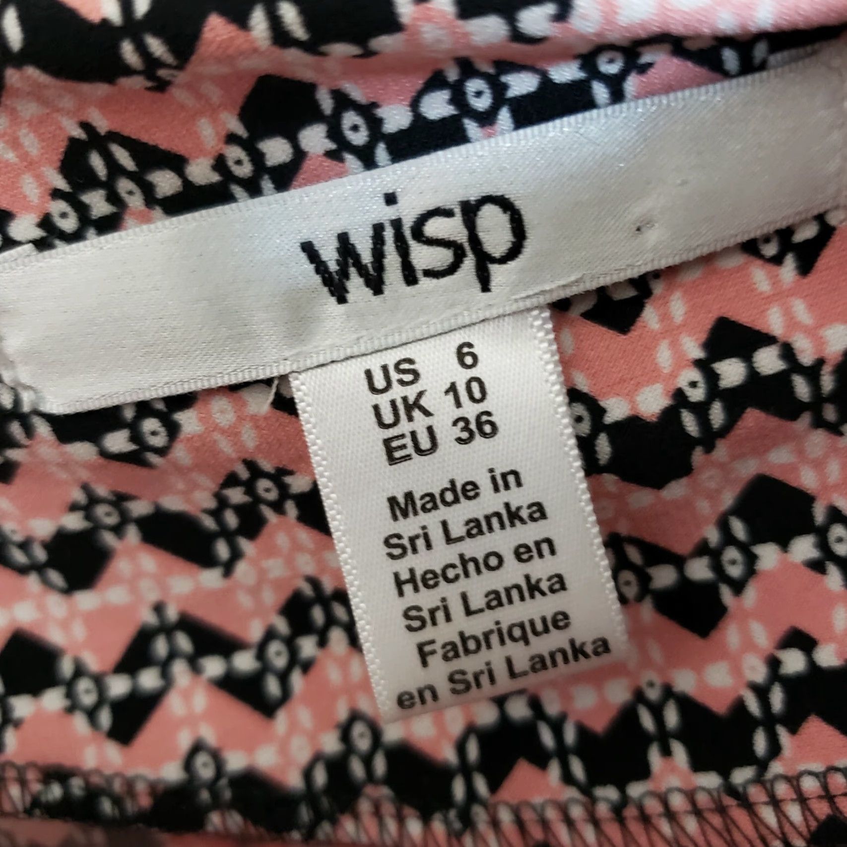 Bell Wisp Dress Womens Sz 6 Pink Black Chevron Printed 3/4 Bell Sleeve Knee Length Size M / US 6-8 / IT 42-44 - 5 Thumbnail