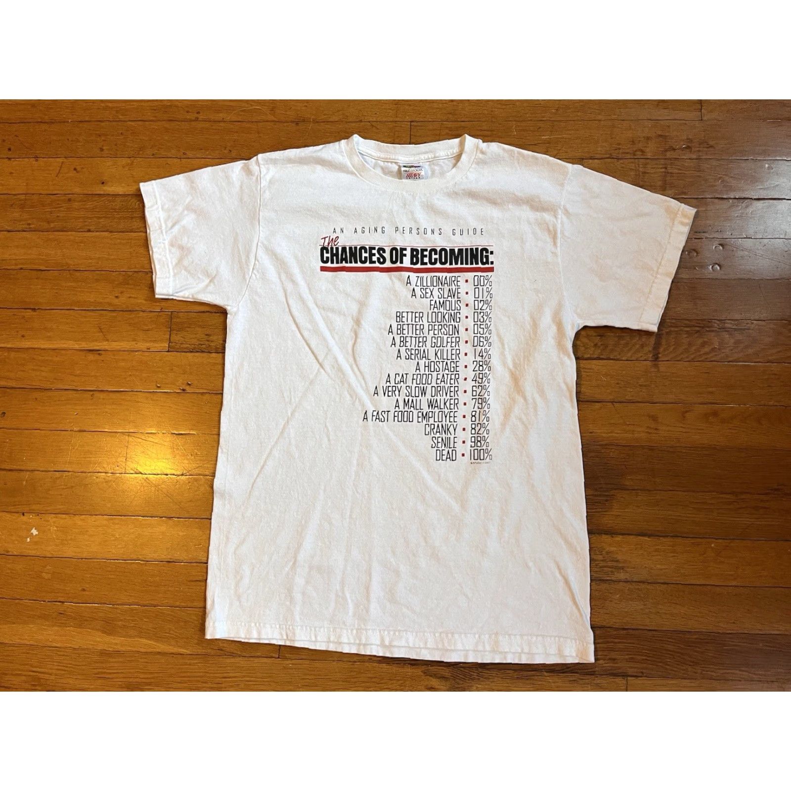 Fruit Of The Loom VINTAGE Fruit of the Loom Shirt Mens Medium White 90s Funny Quote Graphic Size US M / EU 48-50 / 2 - 2 Thumbnail