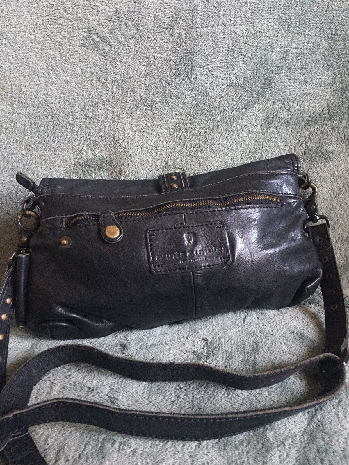 Vintage Aunts & Uncles Black Leather Handbag Shoulder Bag Size ONE SIZE - 3 Thumbnail