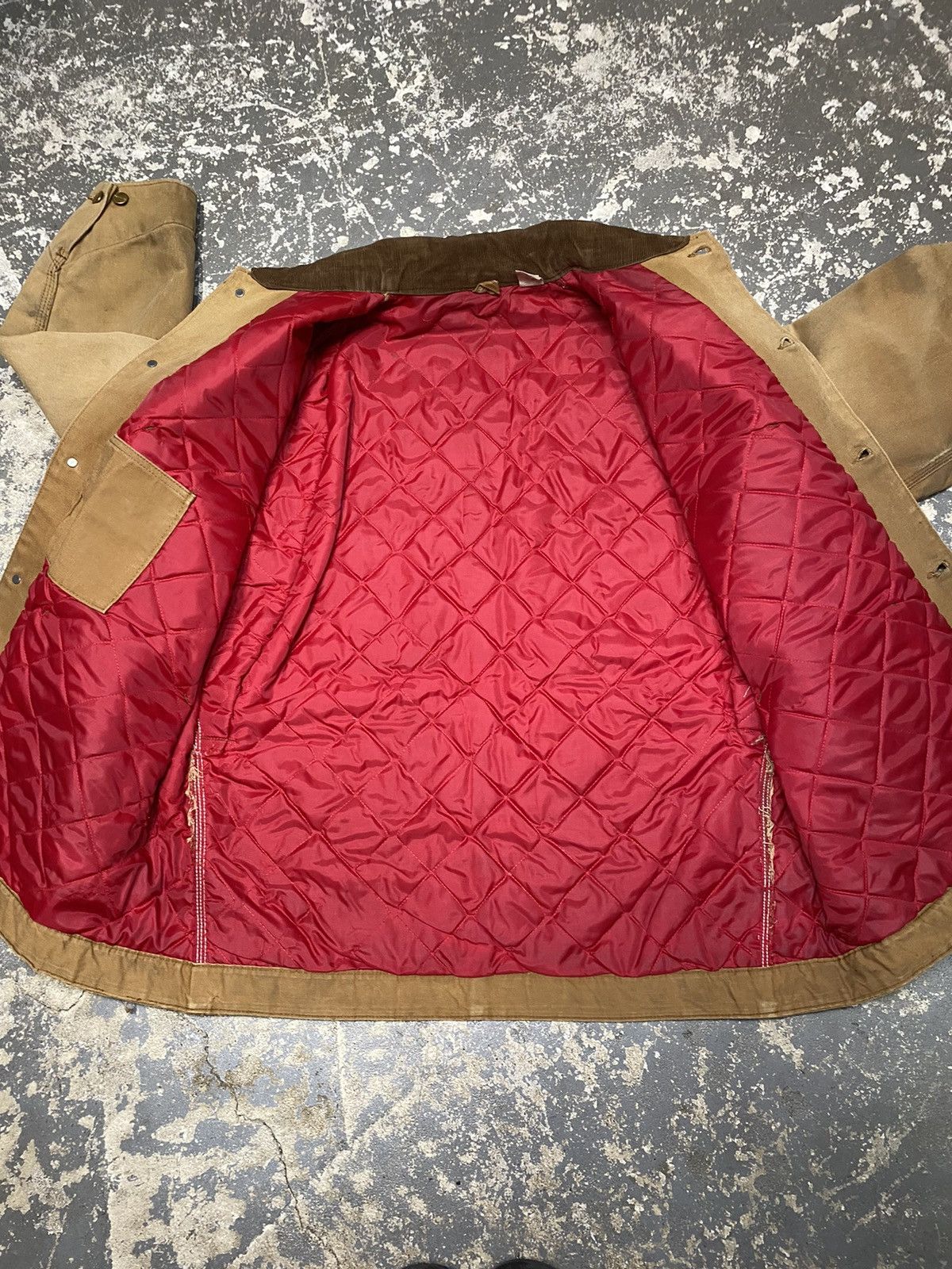 Carhartt × Vintage Vintage Carhartt Tan Insulated Chore Coat Jacket Faded 70s Size US L / EU 52-54 / 3 - 6 Thumbnail