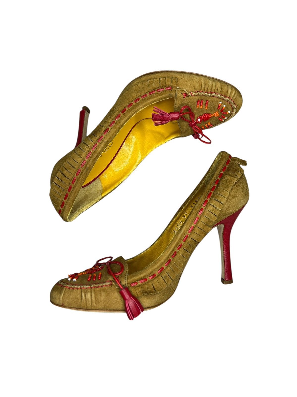 Dsquared2 S/S 06 Beaded Fringe Heels Size US 7 / IT 37 - 4 Thumbnail