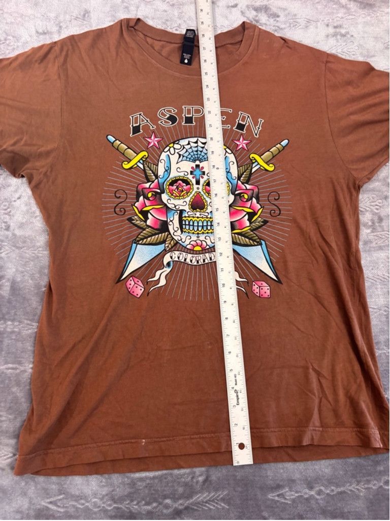 Other Men's Alternative T-shirt Size L Brown Aspen Colorado Skull Size US L / EU 52-54 / 3 - 6 Thumbnail