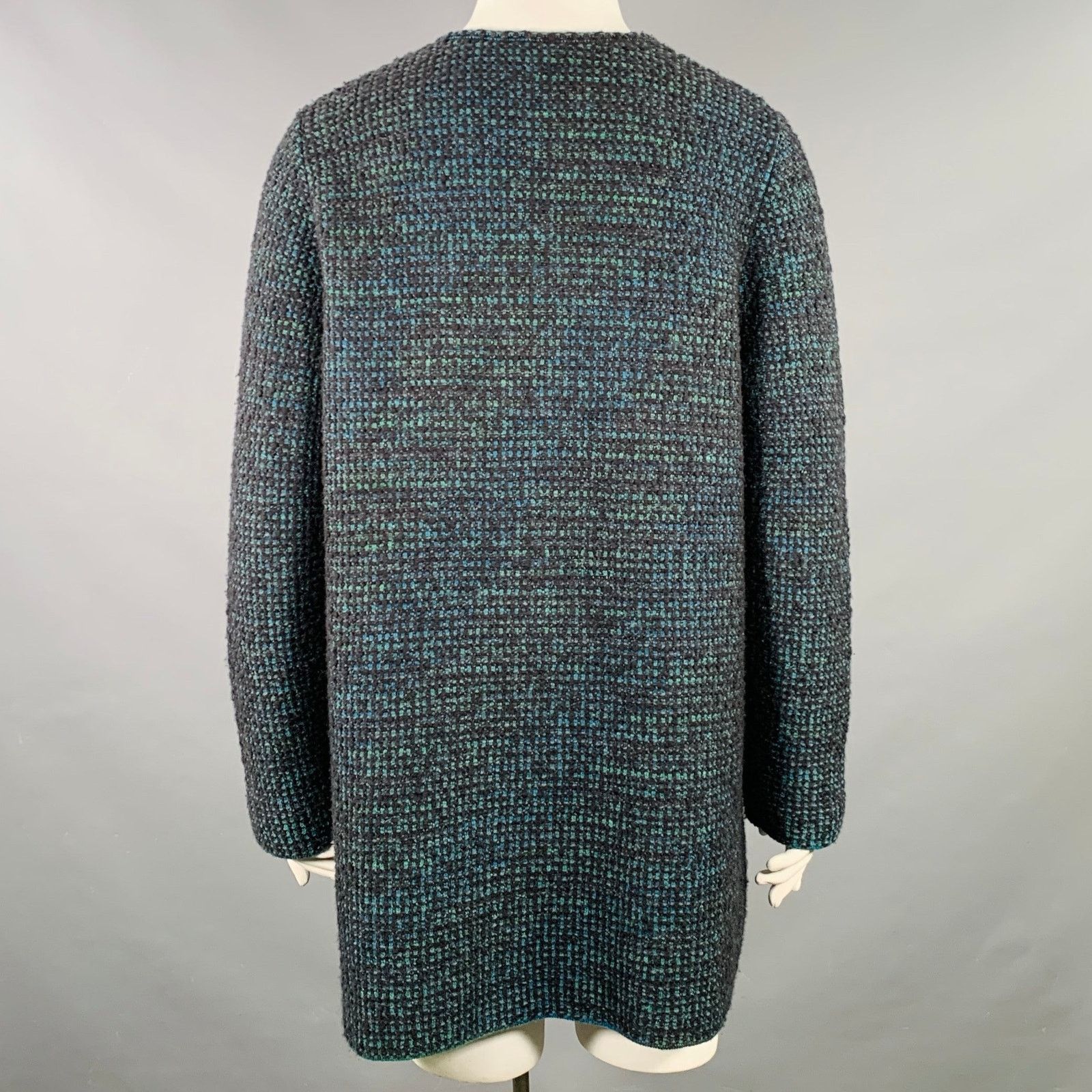 Other M MISSONI 12 Charcoal Green Wool Blend Knit Open Front Coat Size XL / US 12-14 / IT 48-50 - 4 Thumbnail