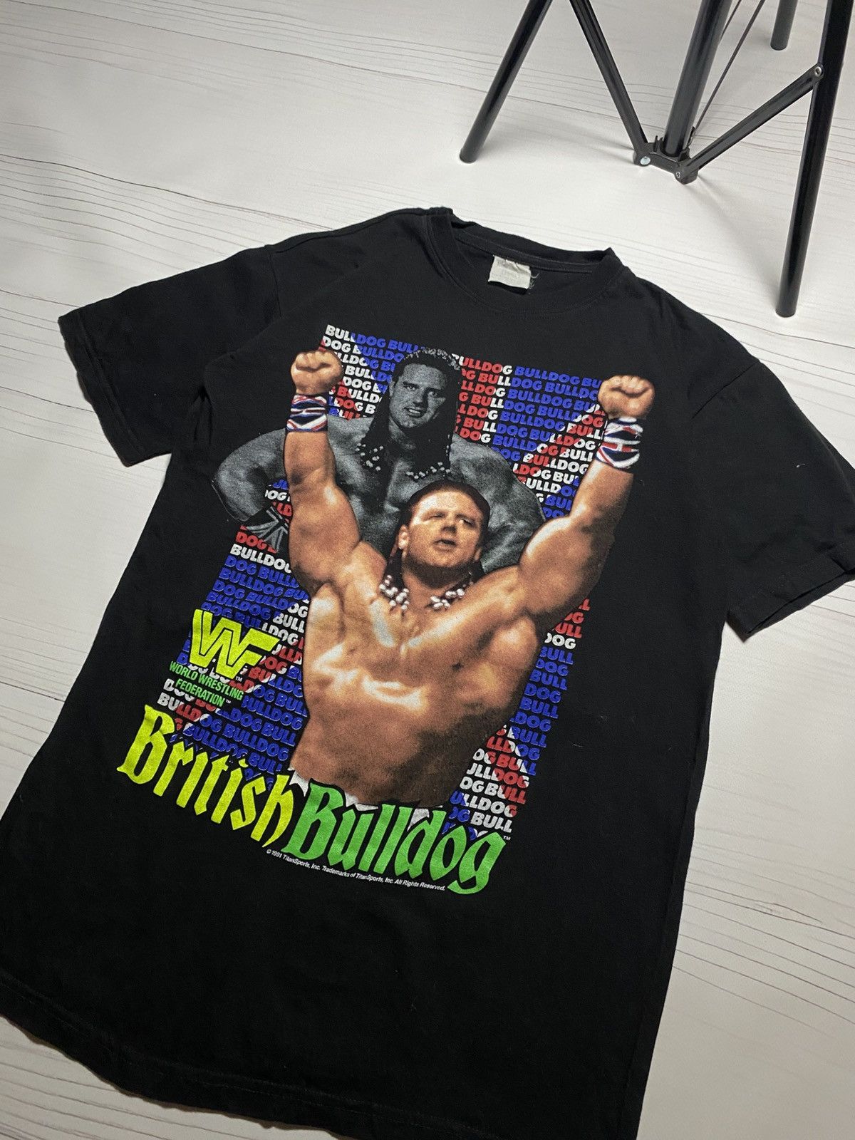 Vintage Vintage WWF British Bulldog 1991 big Logo y2k t shirt Size US S / EU 44-46 / 1 - 9 Thumbnail