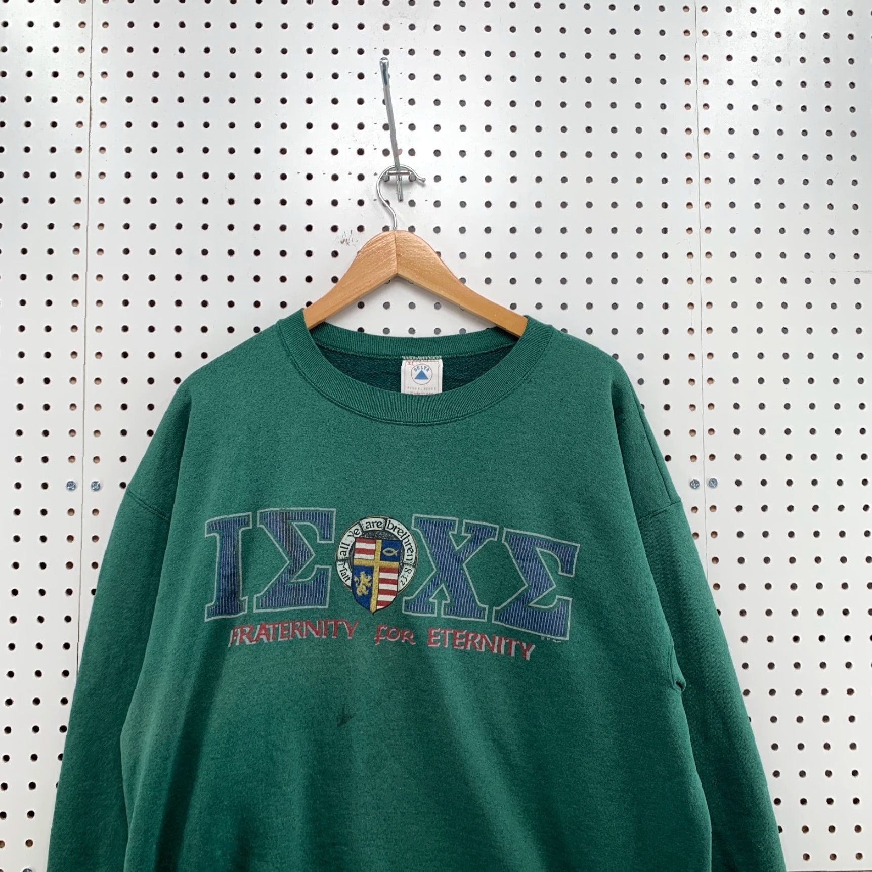 Delta VINTAGE Fraternity For Eternity Crew Neck Sweatshirt Mens XL Green IEXE 25X26 Delta Size US XL / EU 56 / 4 - 2 Thumbnail