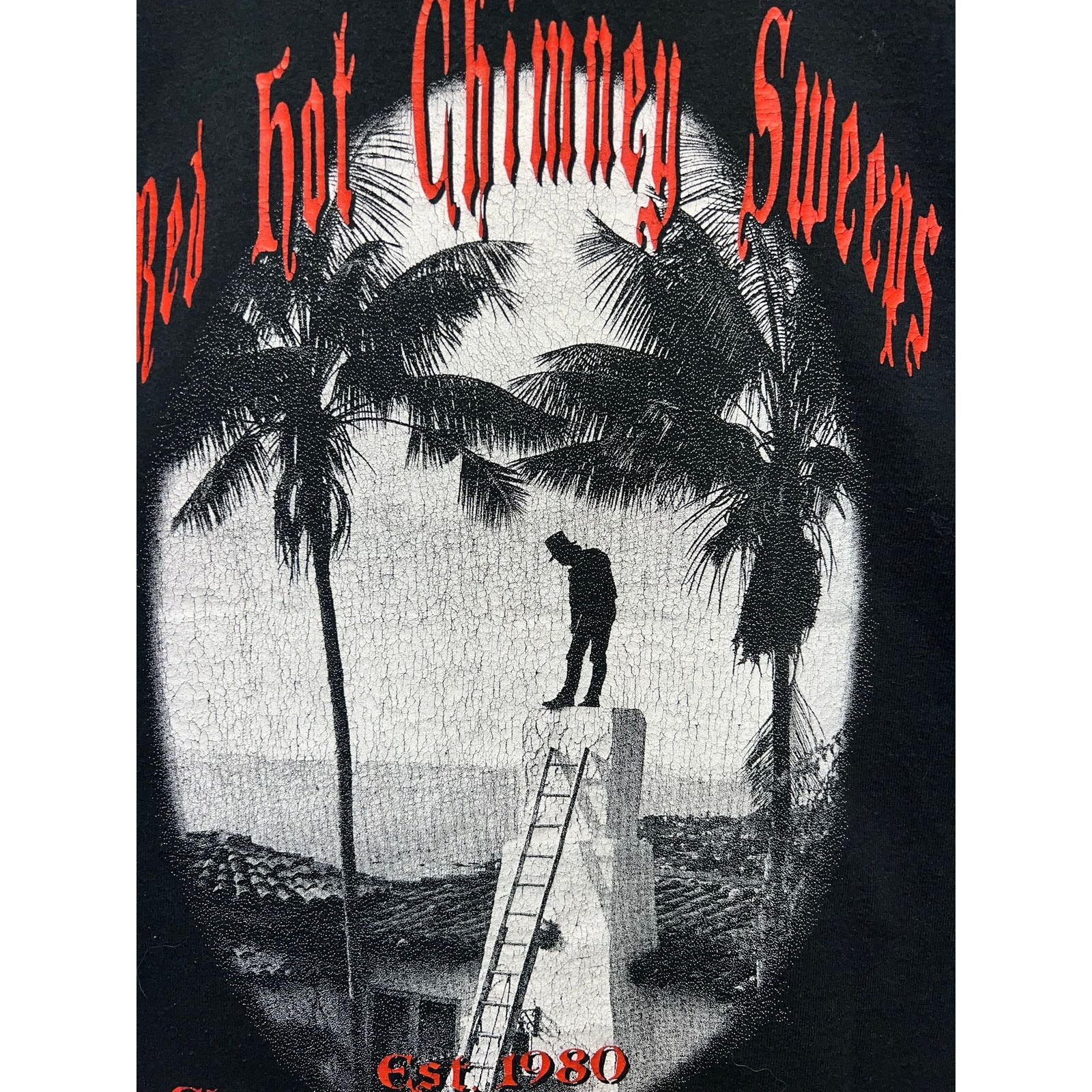 Fruit Of The Loom Vintage Chimney Sweeps Shirt Red Hot Black Graphic Tee 90s L Size US L / EU 52-54 / 3 - 8 Thumbnail