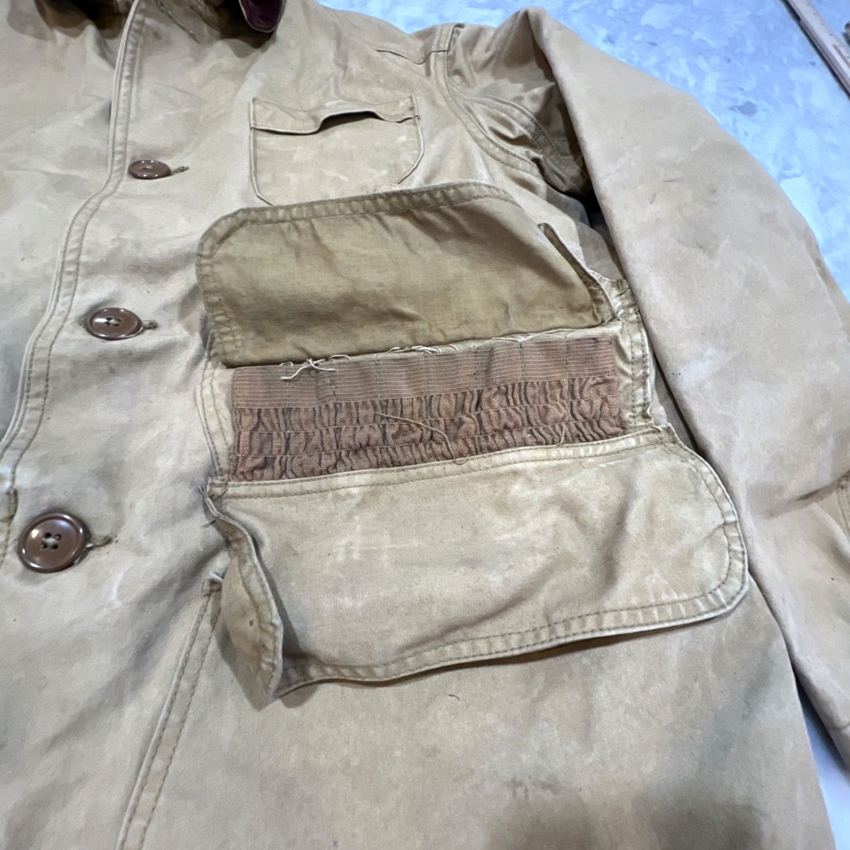 Thrasher VINTAGE JC Higgins Jacket 44 Tan Canvas Hunting Men Corduroy Collar Thrashed Size US S / EU 44-46 / 1 - 5 Thumbnail