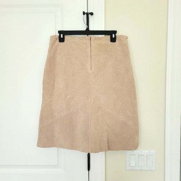 Genuine Leather Mitsu Whipstitch Suede A-line Skirt Neutral Party Retro Y2K Size 30" / US 8 / IT 44 - 4 Thumbnail