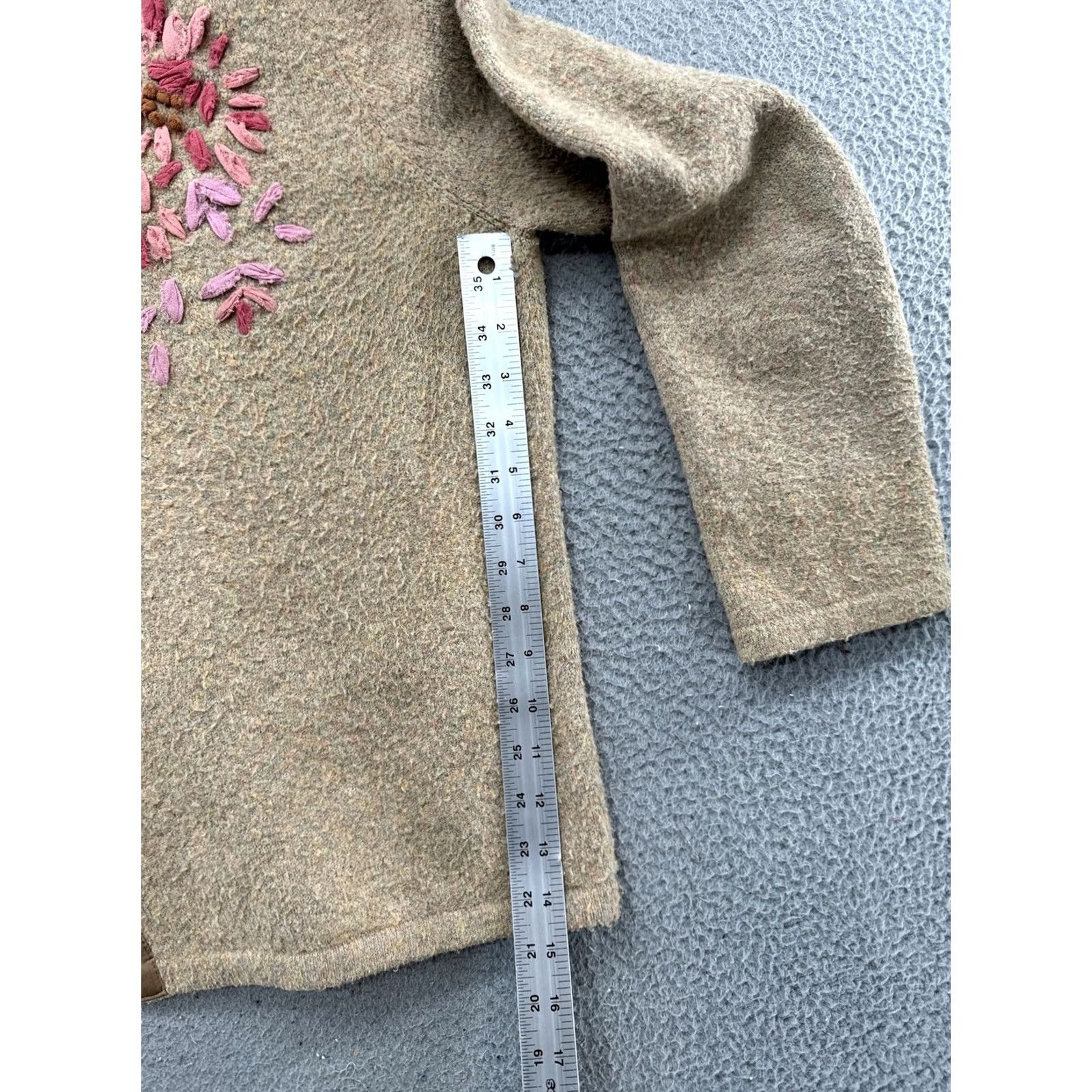J. Jill J Jill Floral Cardigan Sweater Wool Blend Size L Beige Cap Sleeve Button Up Knit Womens Regular Vintage: No Size L / US 10 / IT 46 - 7 Thumbnail