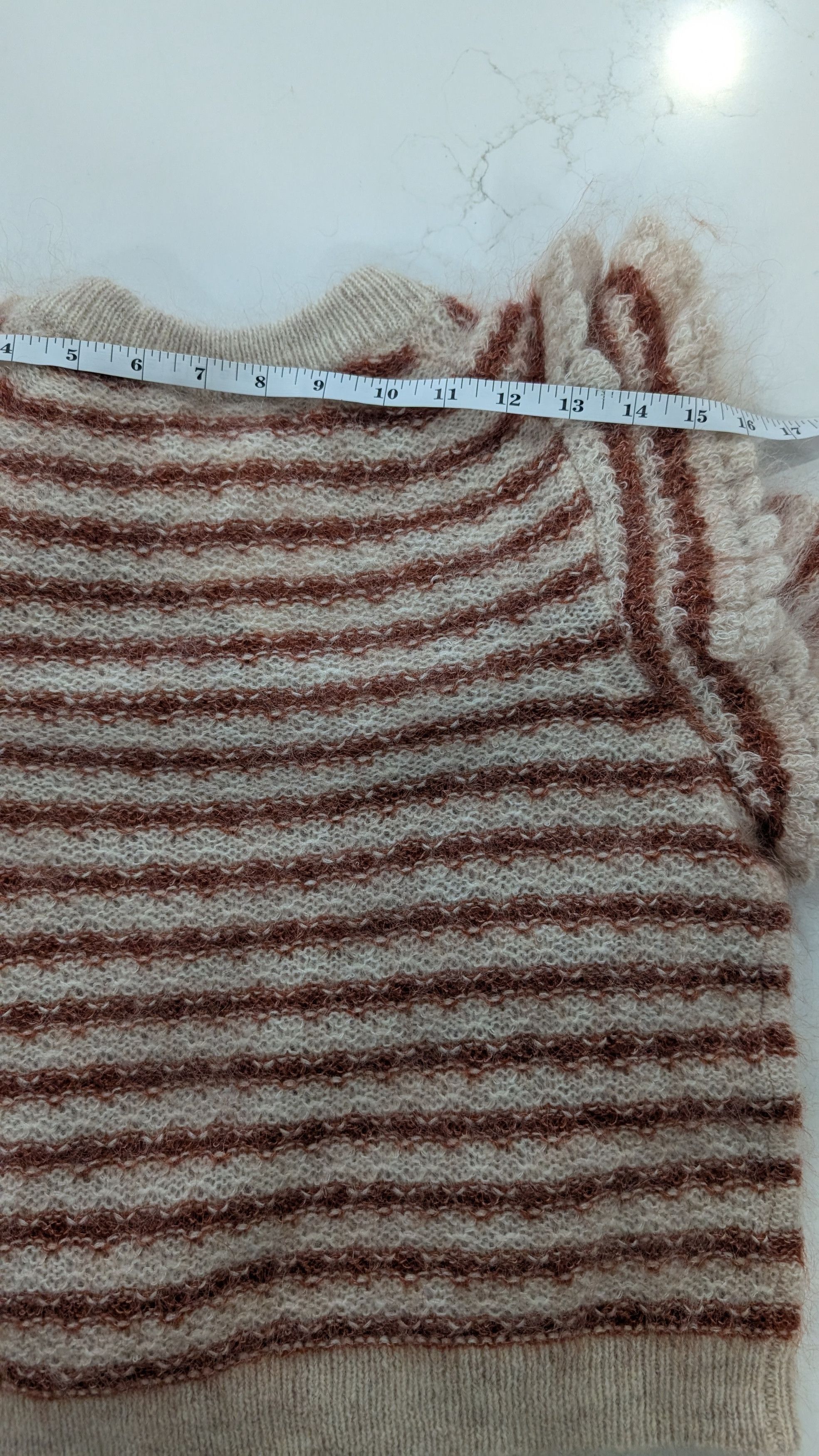 Sezane Sézane Ariane Striped Mohair Knit Sweater XS Cream Rust Size XS / US 0-2 / IT 36-38 - 13 Thumbnail