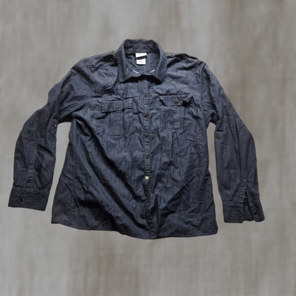 Vintage Jaclyn Smith Shirt Women L Denim Button-Up Long Sleeve Collared Rhinestone Details Blue Adult Large Size L / US 10 / IT 46 - 1 Thumbnail