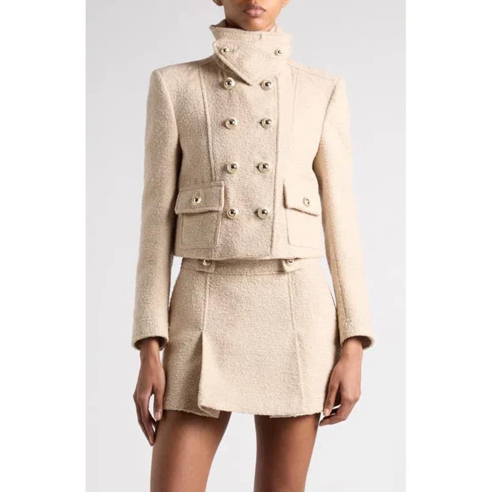 Tom Ford o1loc1c0126 GC5764 Virgin Wool Boucle Mini Skirt in Beige Size 27" / US 4 / IT 40 - 2 Thumbnail