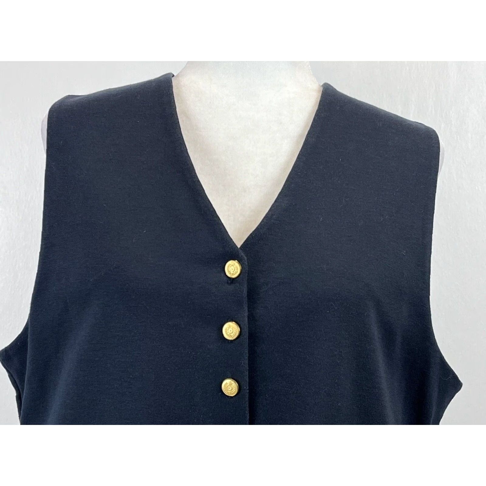 Vintage VINTAGE Liz Sport Navy Gold Button Sheath Dress Jumper Sleeveless Womens Size 14 Knee Length Size XL / US 12-14 / IT 48-50 - 5 Thumbnail