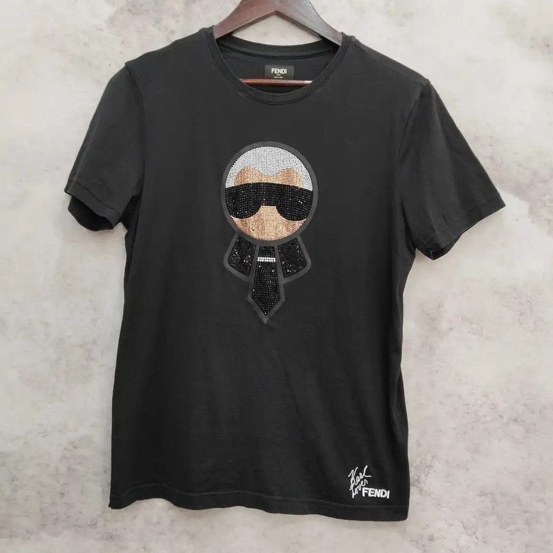 Fendi Fendi Black Cotton Short Sleeve T-Shirt 0089 Size US L / EU 52-54 / 3 - 1 Thumbnail