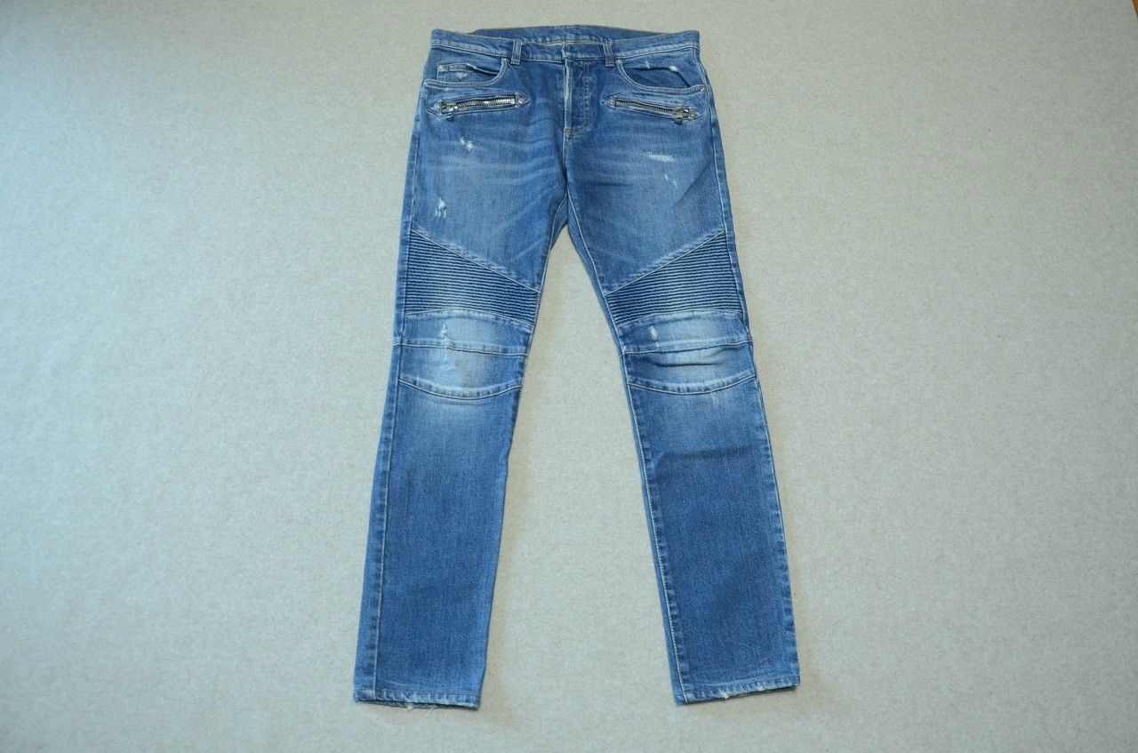 Balmain Balmain Classic Knee Fold Biker Jeans Size US 31 - 1 Thumbnail