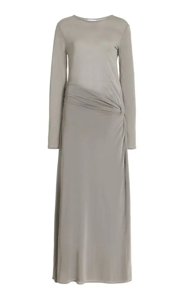 Paris Georgia PARIS GEORGIA Tilda Draped Jersey Silver Maxi Dress Size XS / US 0-2 / IT 36-38 - 2 Thumbnail