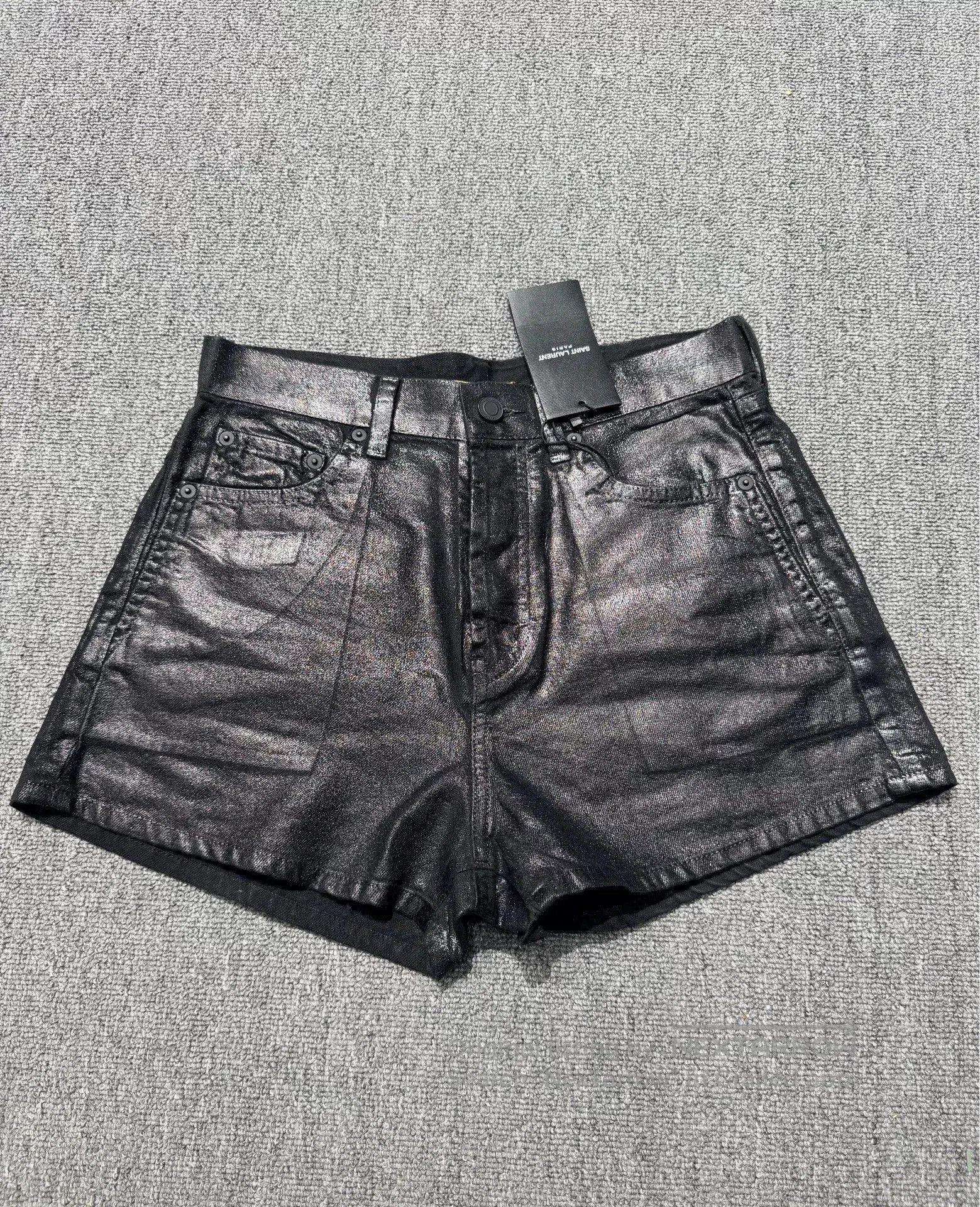 Saint Laurent Paris Saint Laurent High-Waist Leather Shorts. Size 28" / US 6 / IT 42 - 1 Thumbnail