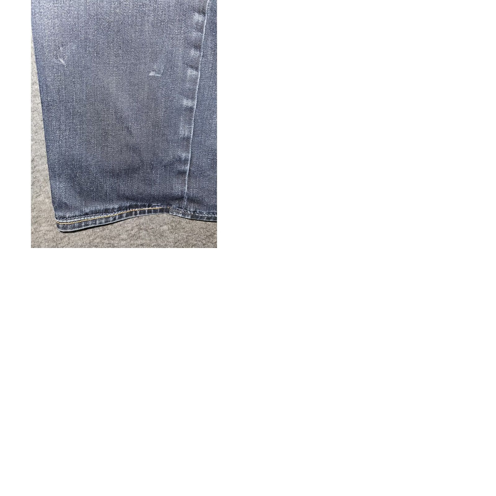 Hudson Hudson Jeans Mens 33 Blue Straight Leg Button Fly Made in USA Dark Wash Denim 98% Cotton 2% Elastan Distressed Logo Back Pocket Flag/Union Jack Size US 33 - 9 Thumbnail