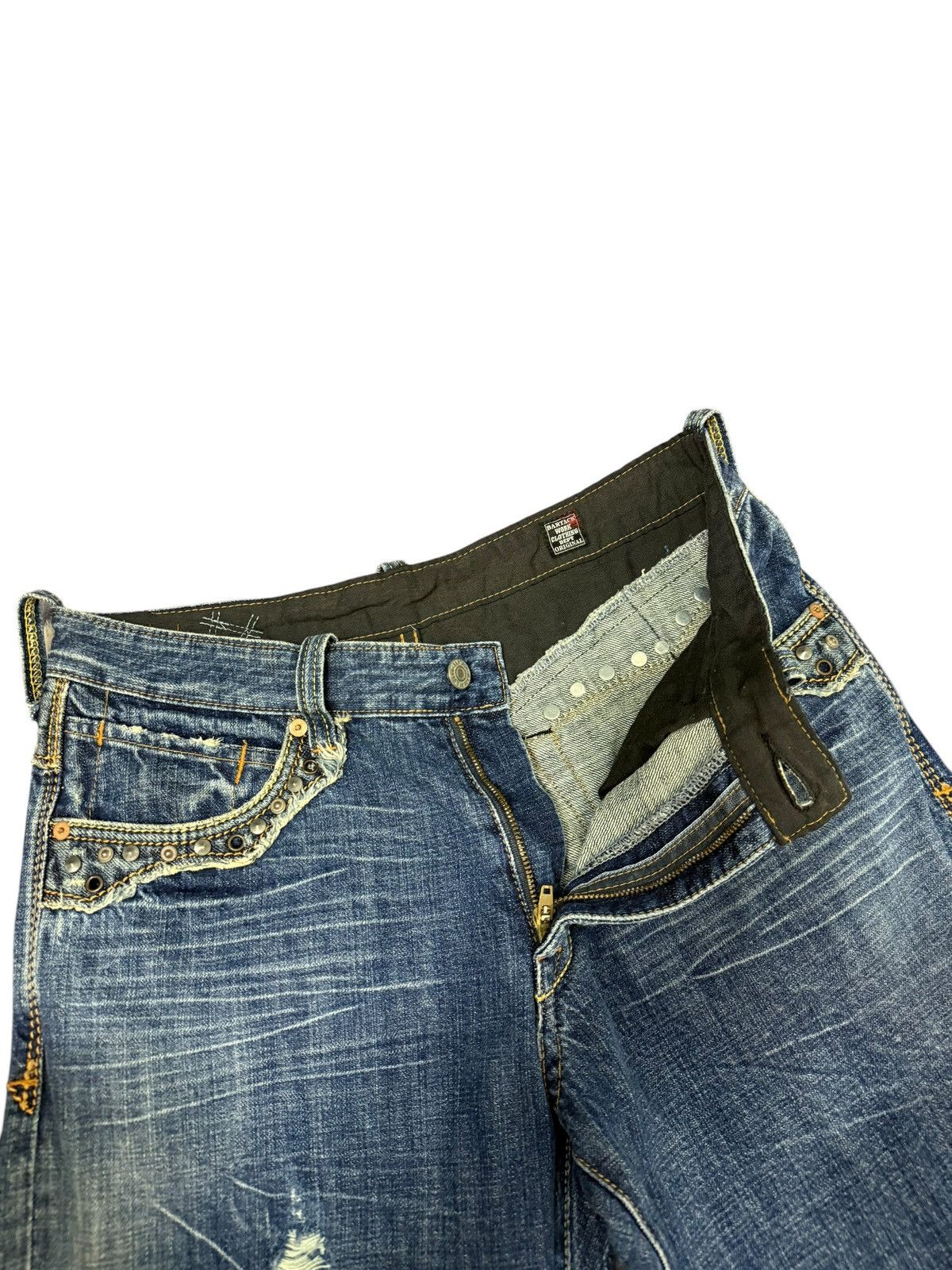 Japanese Brand Flare Jeans Bartack Distress Boot Cut amiri lgb dior 3🟦5 Size US 31 - 9 Thumbnail