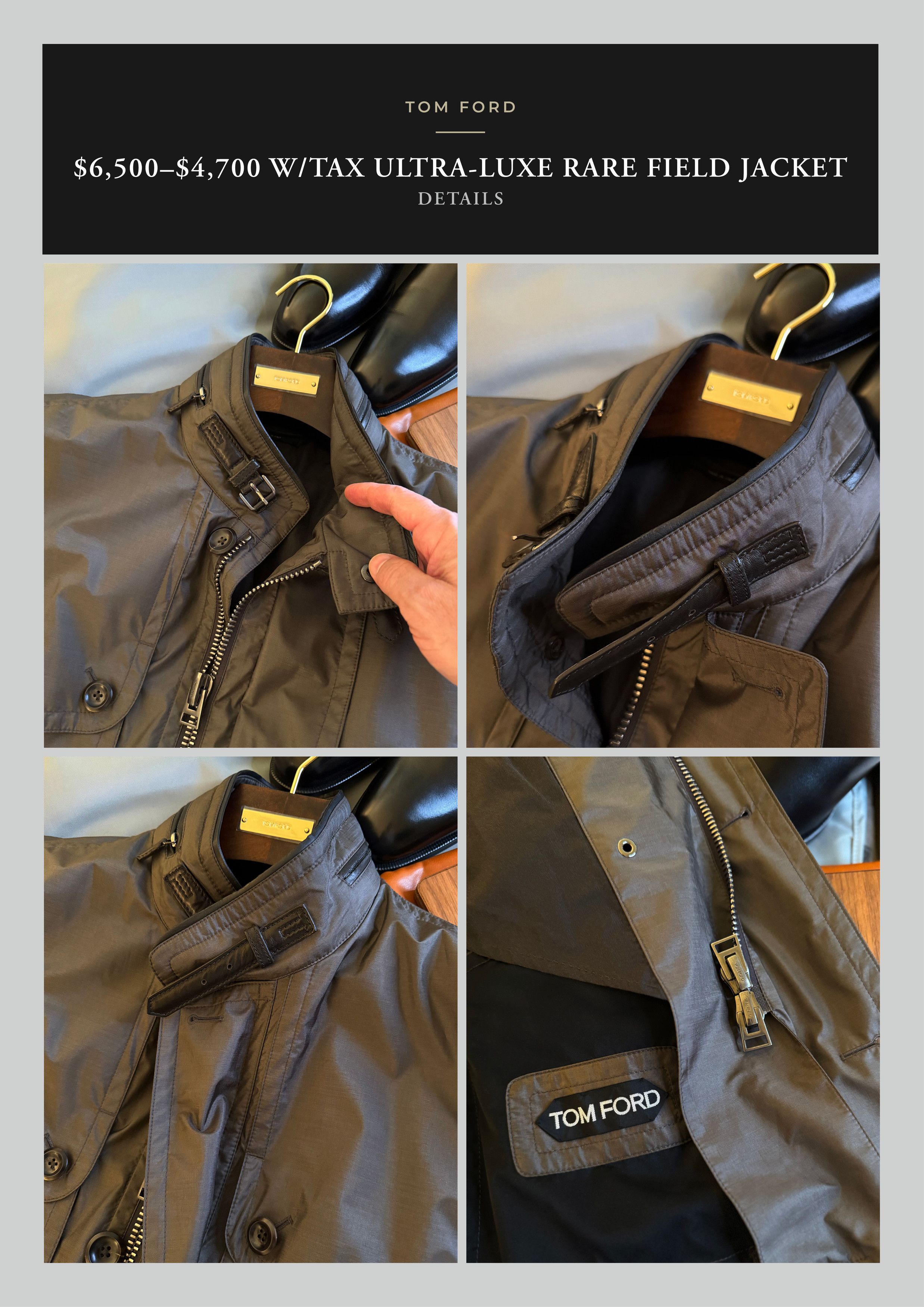 Tom Ford Coveted Extremely Rare $5,000 Field Jacket Leather Accents Size US M / EU 48-50 / 2 - 22 Thumbnail