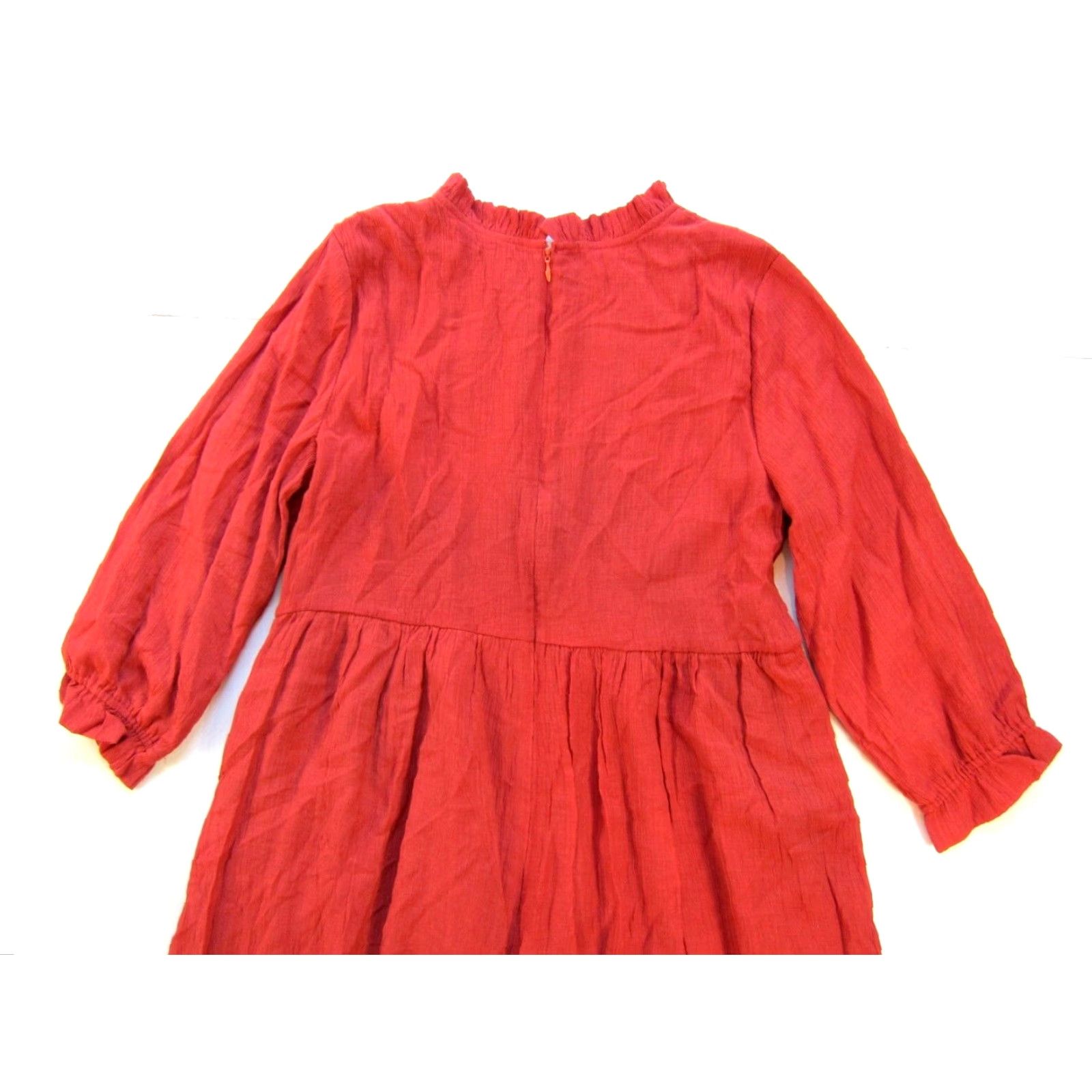 Vintage NWT MCO Rust Orange Rayon High Neck Pocket Long Sleeve Midi Mary Dress Small Size S / US 4 / IT 40 - 5 Thumbnail