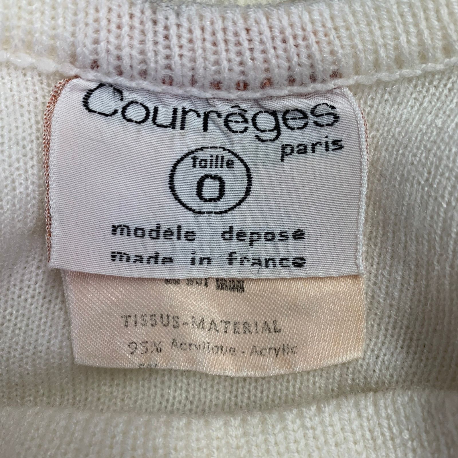 Courreges 0 Cream Grey Acrylic Blend Textured Long Sleeve Pullover Size XS / US 0-2 / IT 36-38 - 6 Thumbnail